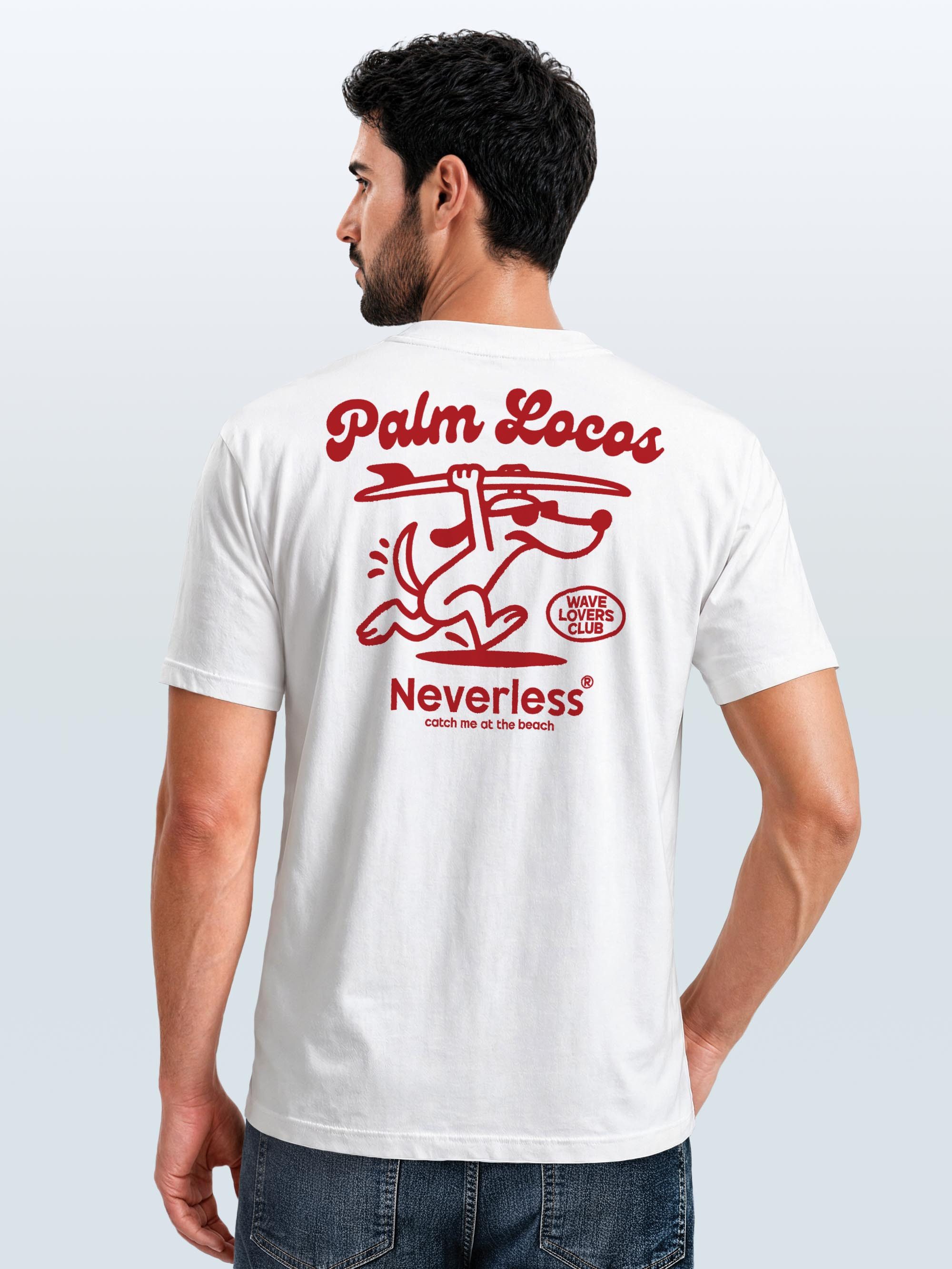 Neverless Print-Shirt Herren T-Shirt Backprint Surfing Design Aufdruck Palm Locos mit Print