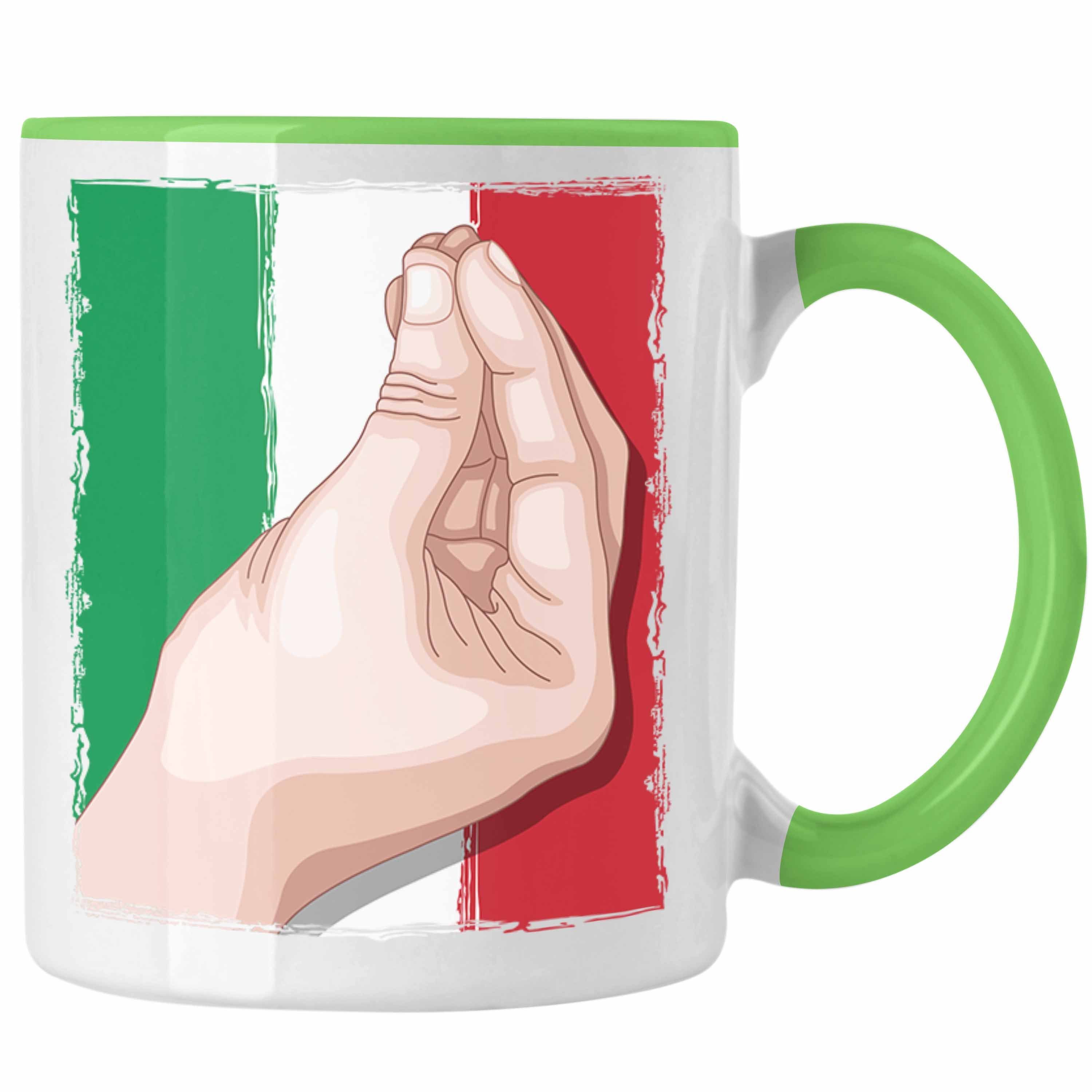 Trendation Tasse Tasse Italien Flagge Handbewegung Geschenk für Italien-Liebhaber