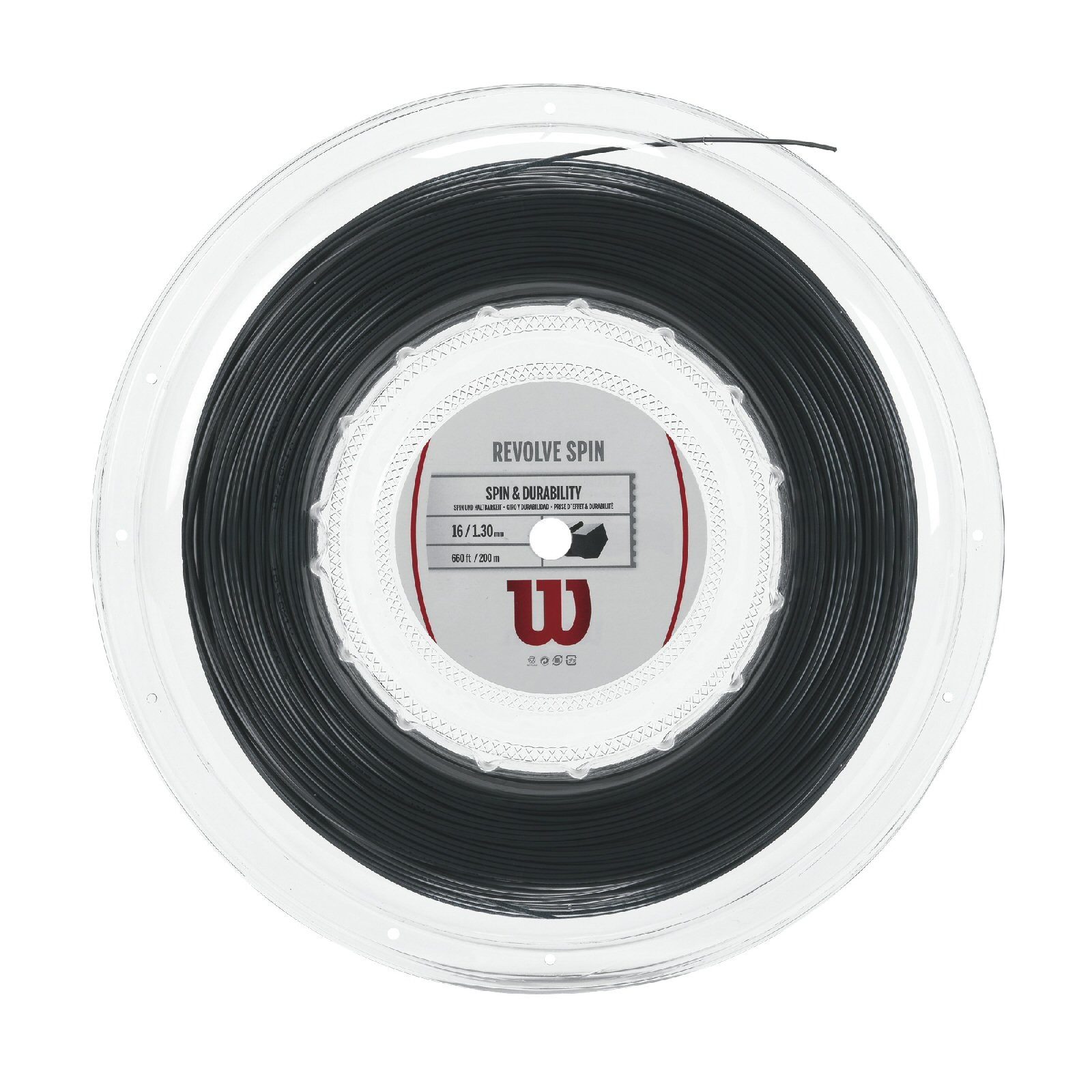 Wilson Tennissaite Revolve Spin (Spin+Haltbarkeit) schwarz 200m Rolle, Saitendicke: 1.25