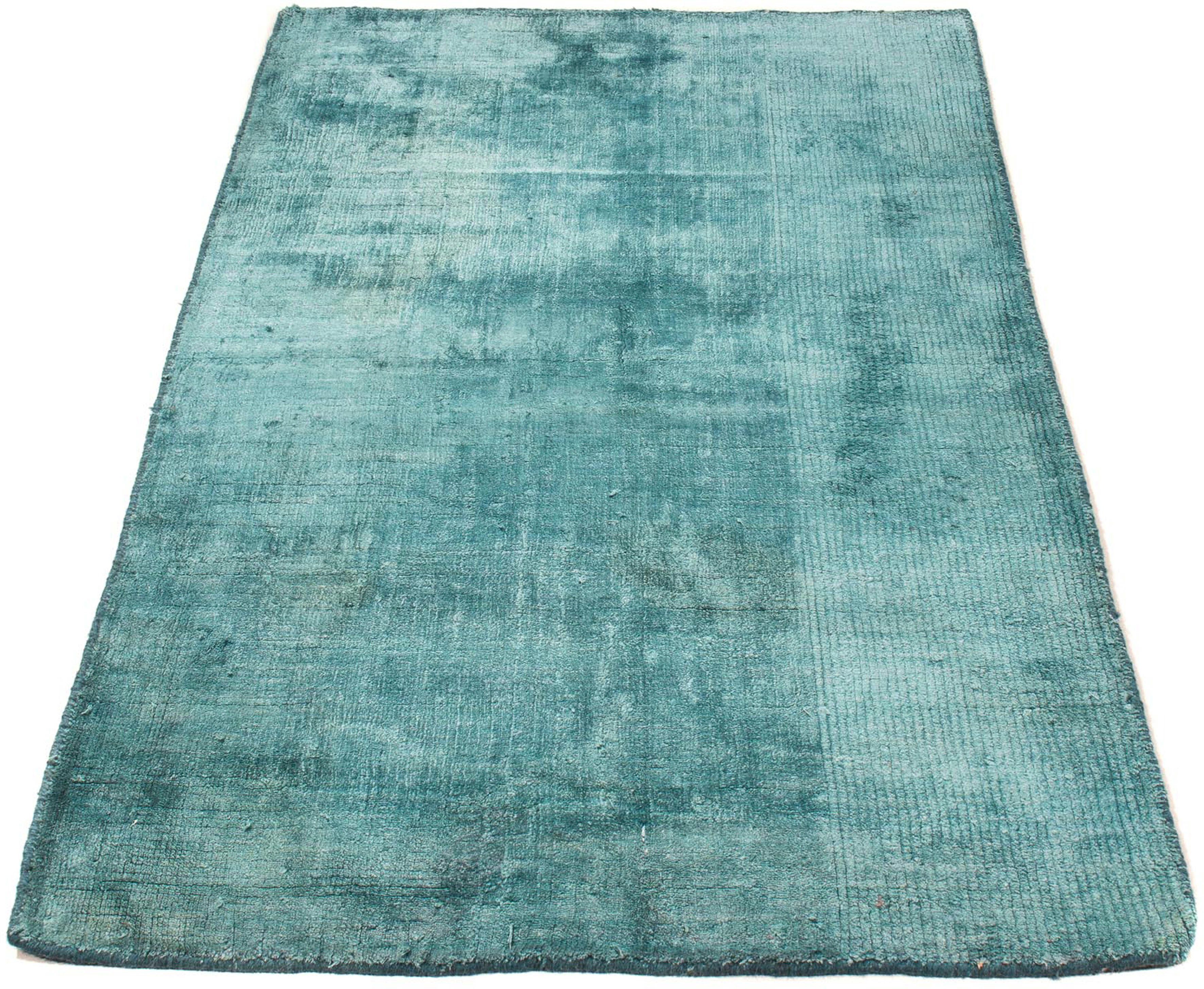 Wollteppich Gabbeh - Loribaft Softy - 145 x 78 cm - hellblau, morgenland, rechteckig, Höhe: 12 mm, Wohnzimmer, Einzelstück