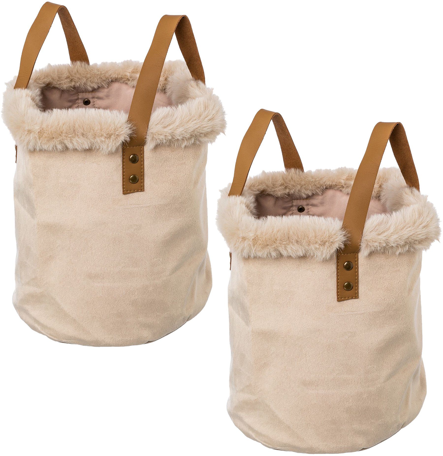 Creativ home Organizer Weihnachtsdeko (Set, 2 St), mit Kunstfellrand und Henkel, Höhe 20 cm, auch als Übertopf geeignet