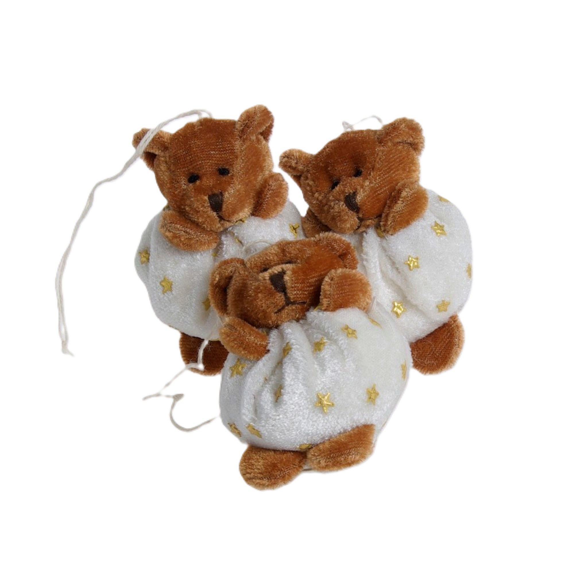 Deko AS Weihnachtsfigur Weihnachtsdeko "Bären" – Braun-Weiß – 7 cm – 3er-Set (3 St., 3 Stück), mit Aufhänger
