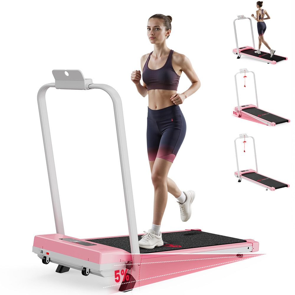 Hamlody Laufband Klappbares Laufband für Zuhause mit 5% Neigung, (Tool kits,Schmiermittel), 1-10km/h Max.Tragfähigkeit 120 kg, Mit Fallschutzclip), Walking Pad für Zuhause Klein Laufpad, 2.5 ps Laufpad Gehband