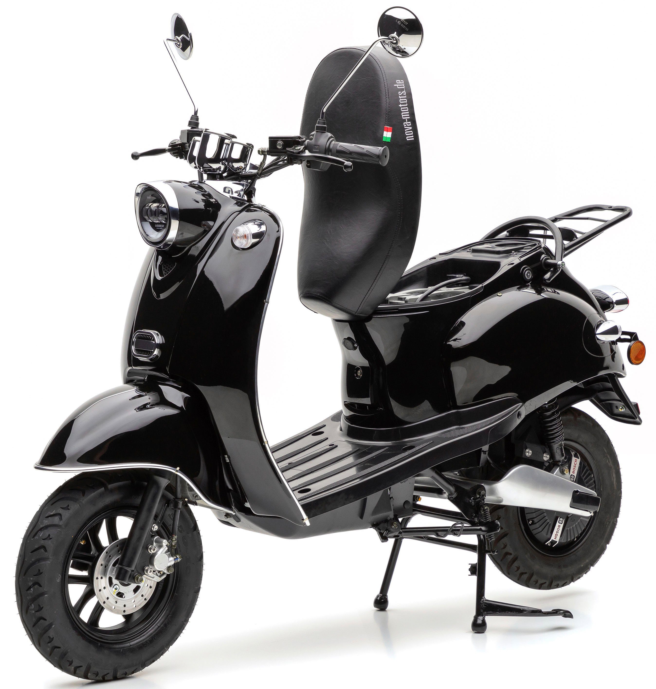 Nova Motors E-Motorroller eRetro uni Dual-Stoßdämpfer | härteverstellbare Star hinten black 45 schwarz km/h, 2000 W, Li