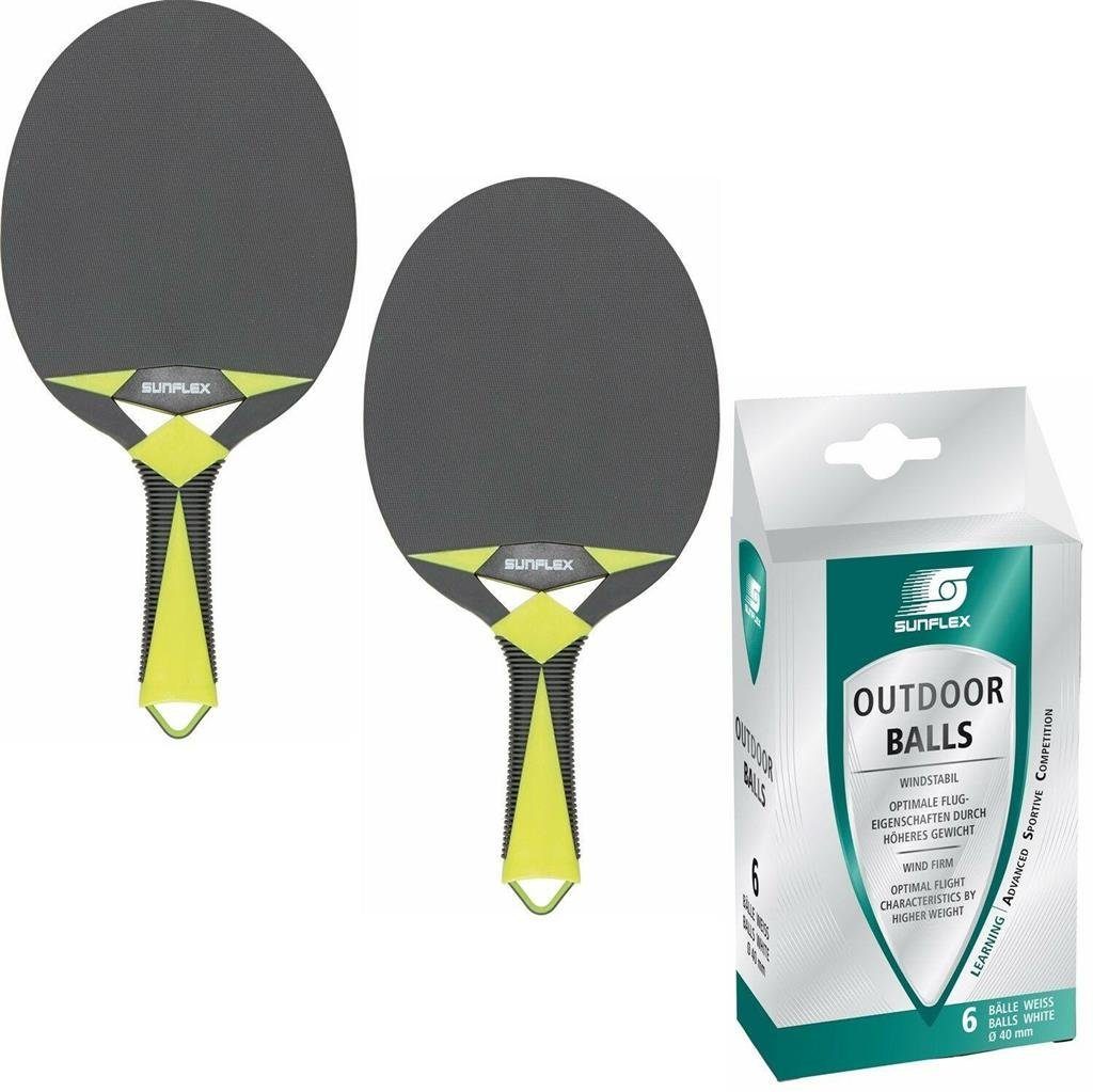 Tischtennisschläger 2 x Outdoor Zircon + 6 x Tischtennisbälle Outdoor