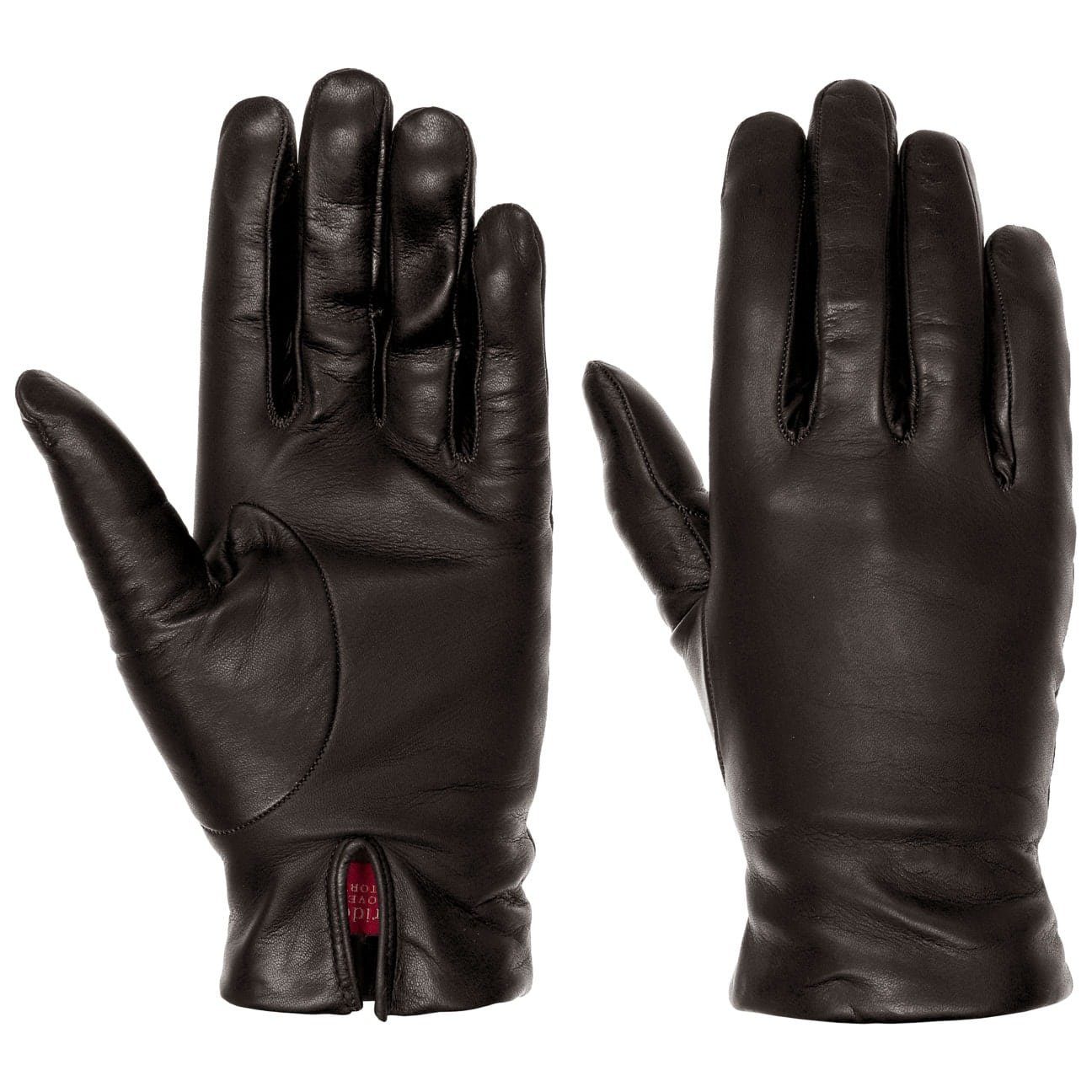 Caridei Lederhandschuhe Fingerhandschuhe mit Futter, Made in Italy schwarz