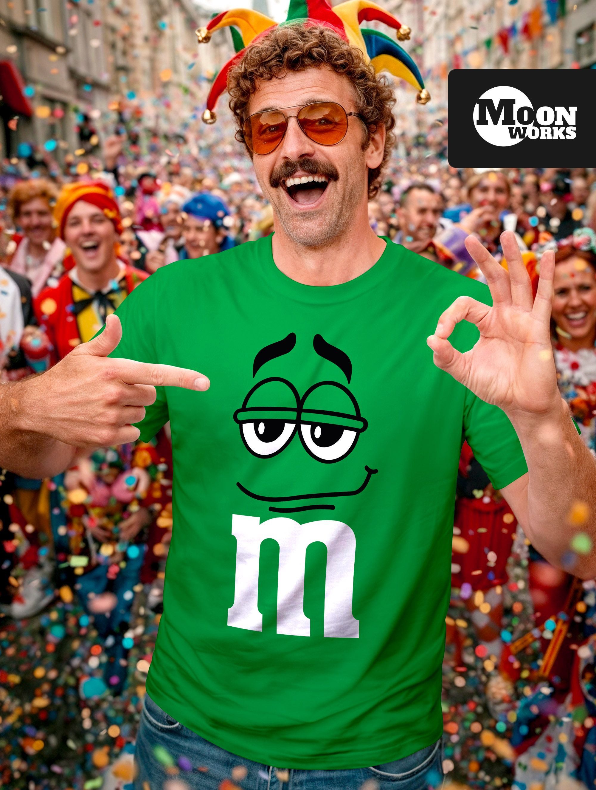 MoonWorks Print-Shirt Herren T-Shirt Fasching Karneval M Aufdruck Gruppenkostüm Verkleidung mit Print