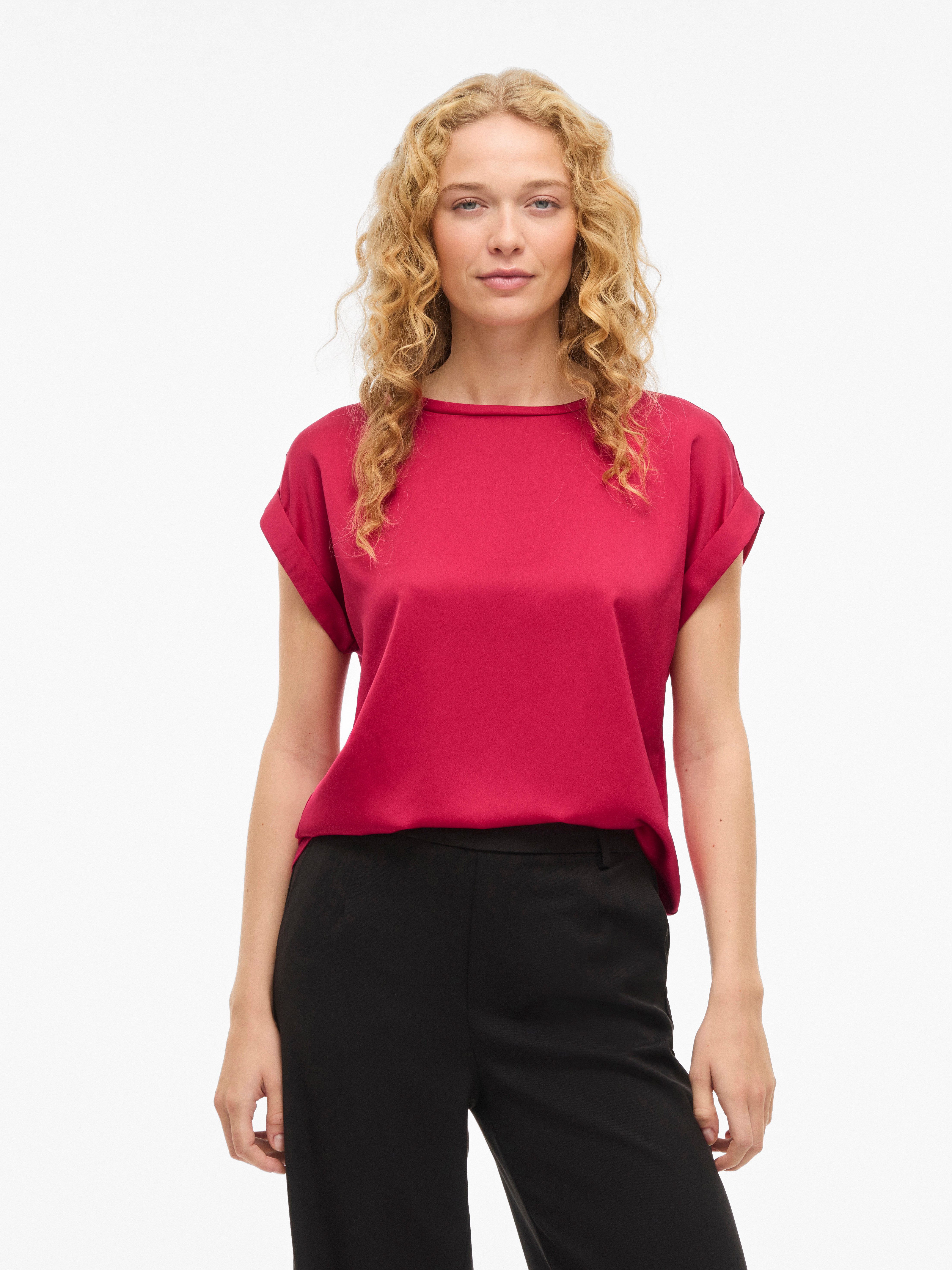 Kurzarmshirt VIELLETTE S/S SATIN TOP - NOOS