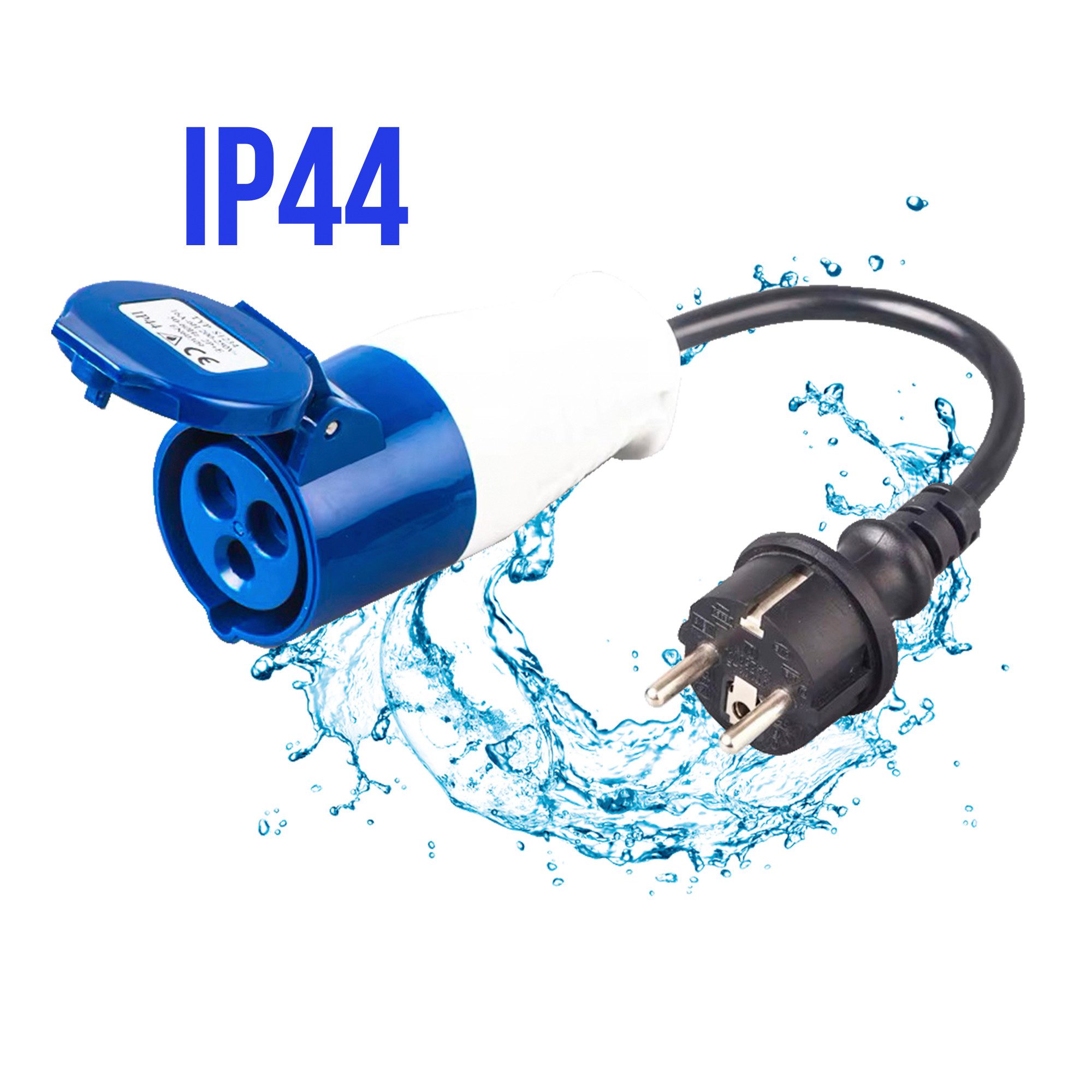 feletec CEE Adapter Schuko Stecker auf CEE Kupplung, 35cm Camping Kabel, IP44 CEE-Adapterkabel
