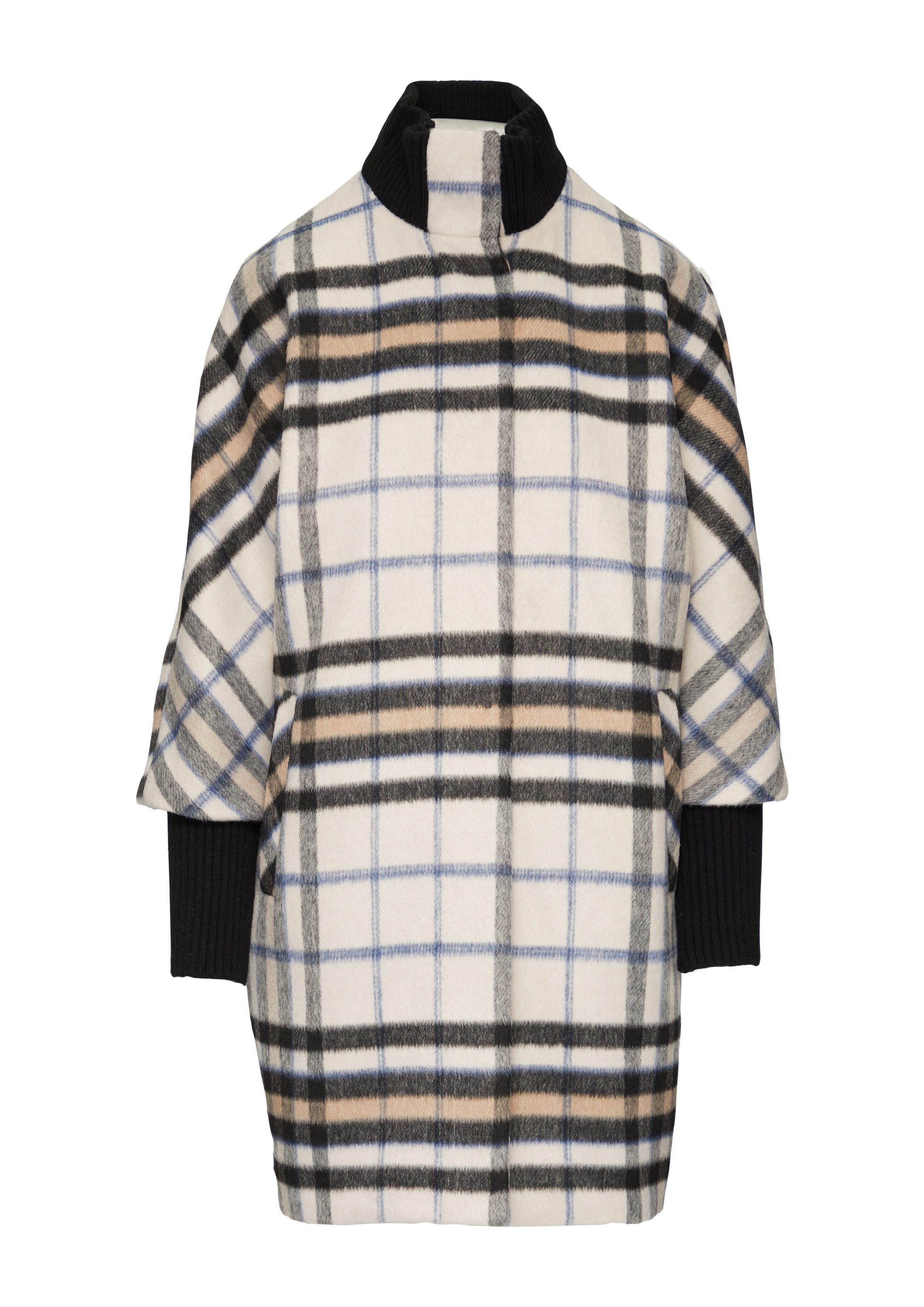 comma Funktionsmantel Outdoor-Jacke Karierter Mantel mit Strick-Details günstig online kaufen