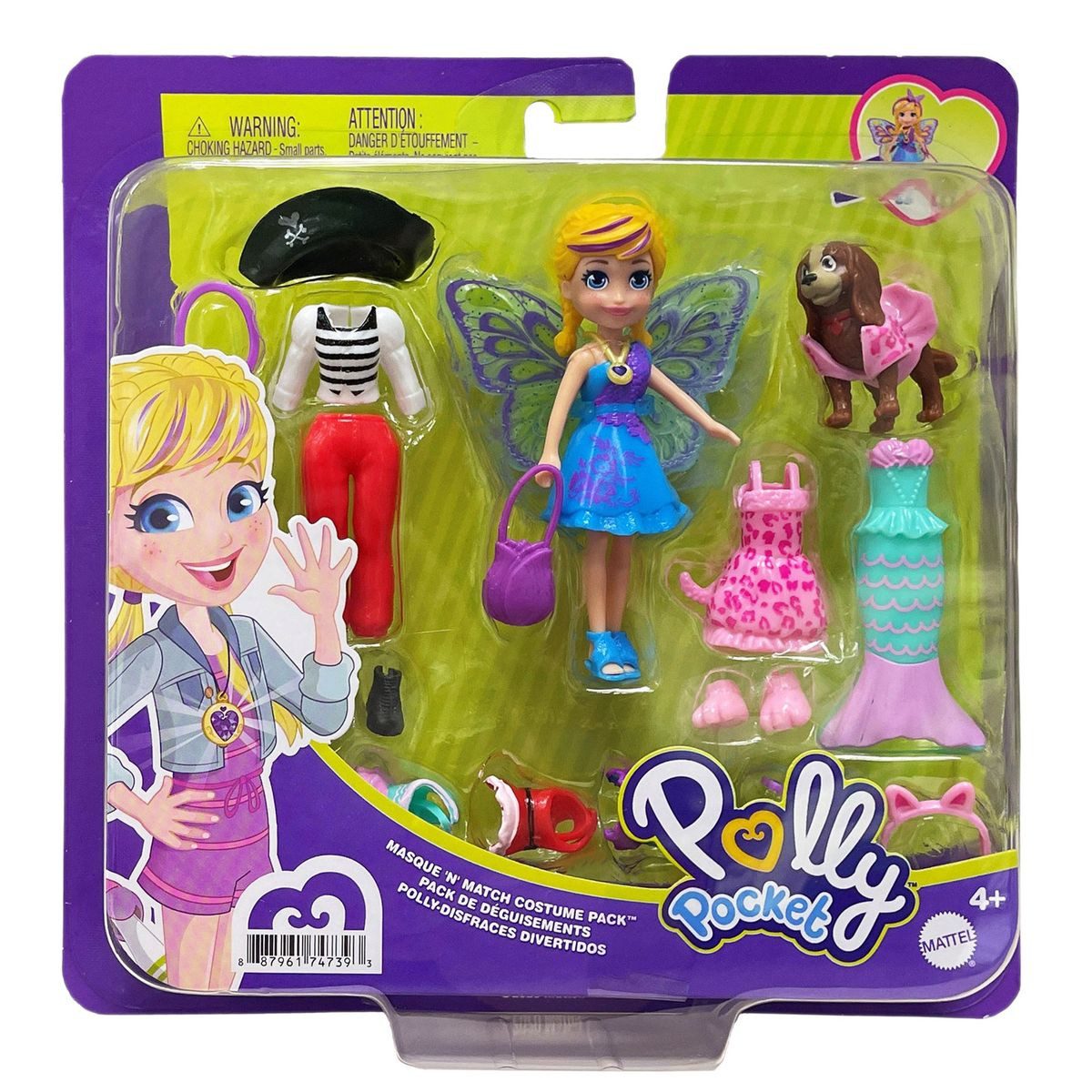 Mattel® Anziehpuppe Mattel GDM15 - Polly Pocket - Figur mit Hund, 4 Outfits günstig online kaufen