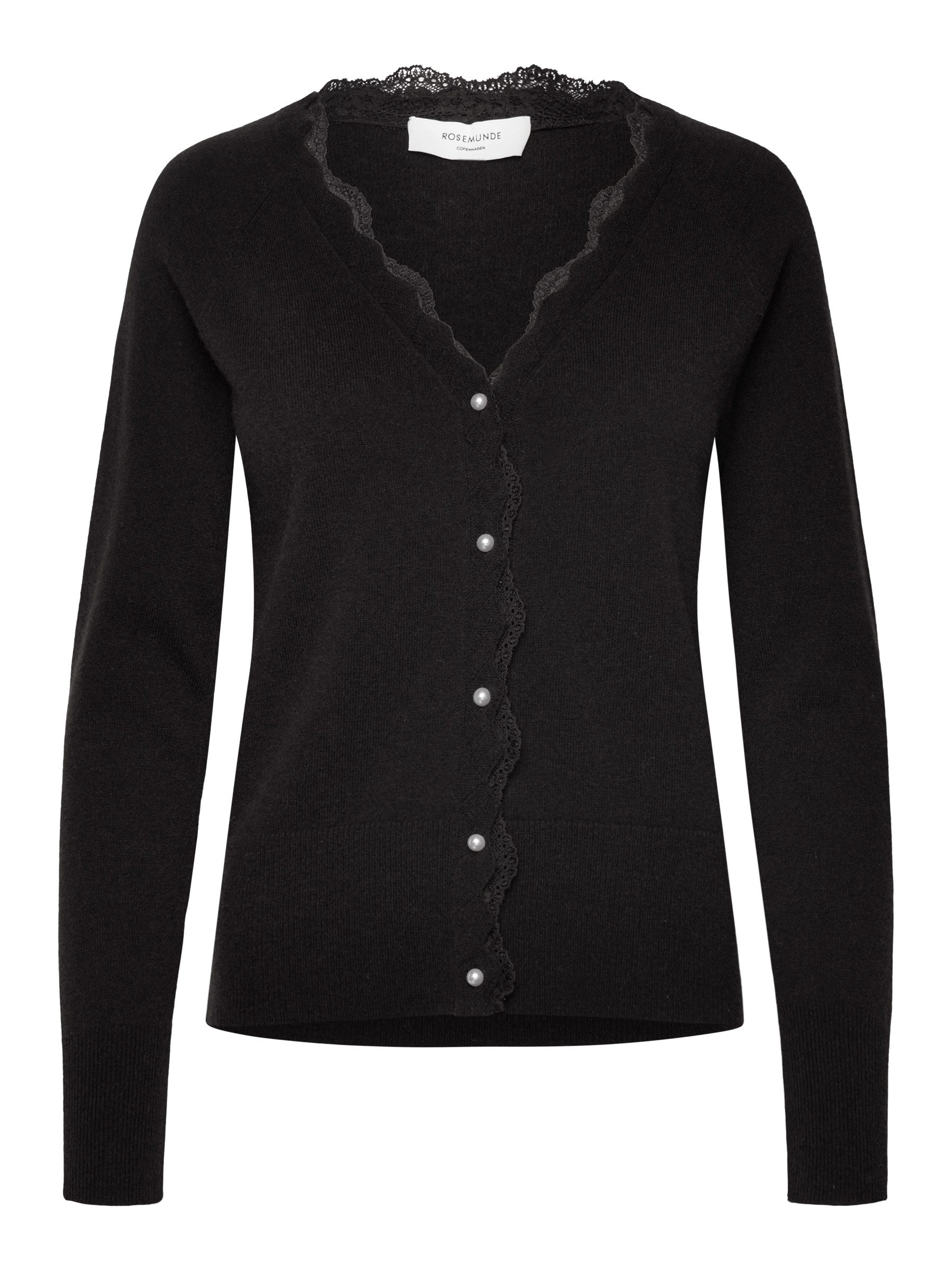 rosemunde Cardigan Laica lace cardigan mit V-Ausschnitt und Spitzenkante, langen Ärmeln, Kaschmiranteil