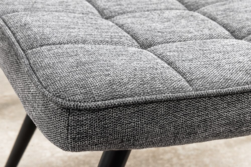 riess-ambiente Fußhocker SCANDINAVIA grau - Strukturstoff, Metallbeine, Schaumstoff-Polsterung (Einzelartikel, 1 St), Wohnzimmer · Metall · Scandinavian Design · Ziersteppung