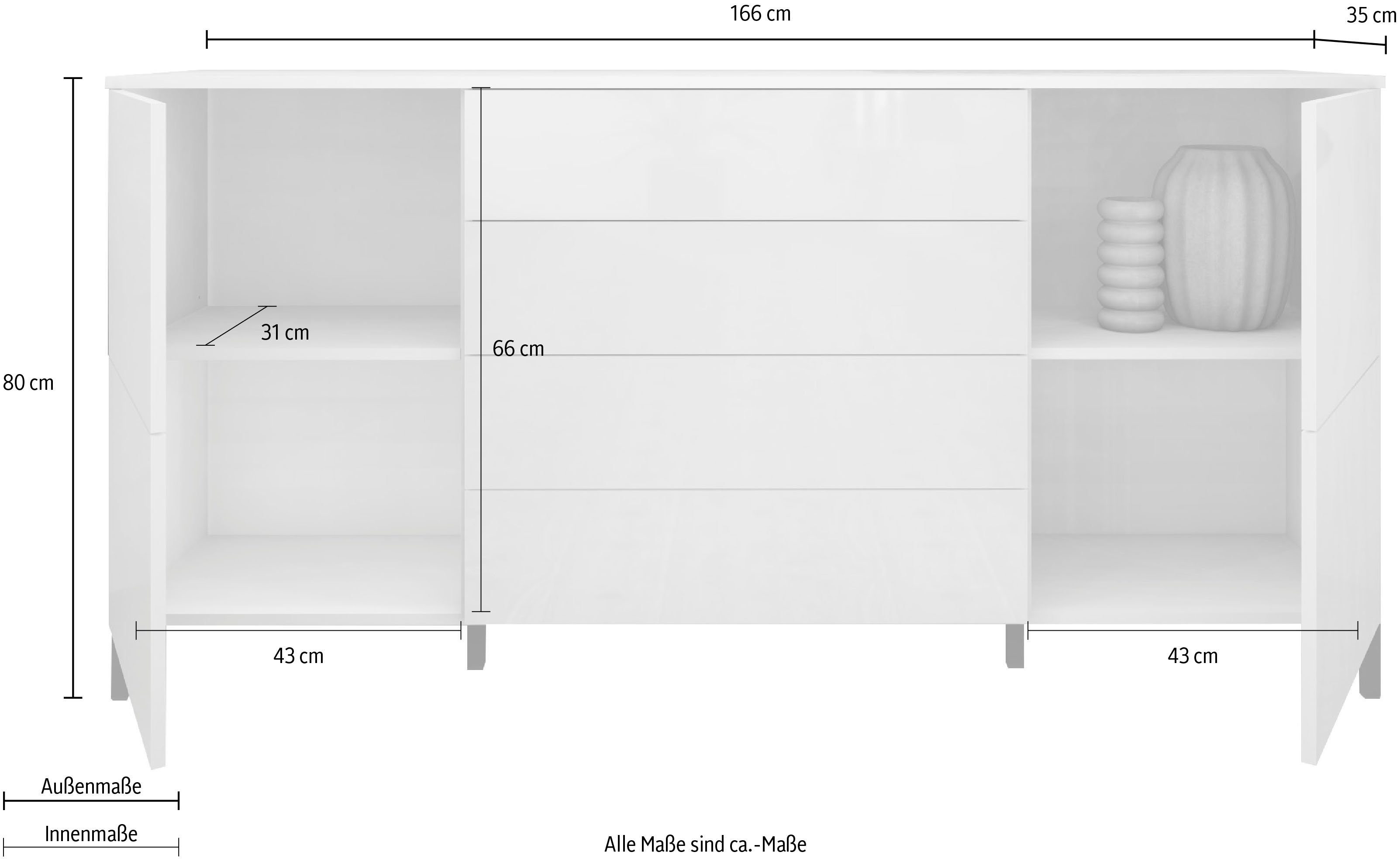 borchardt Möbel Kommode Haama, Breite 166 cm
