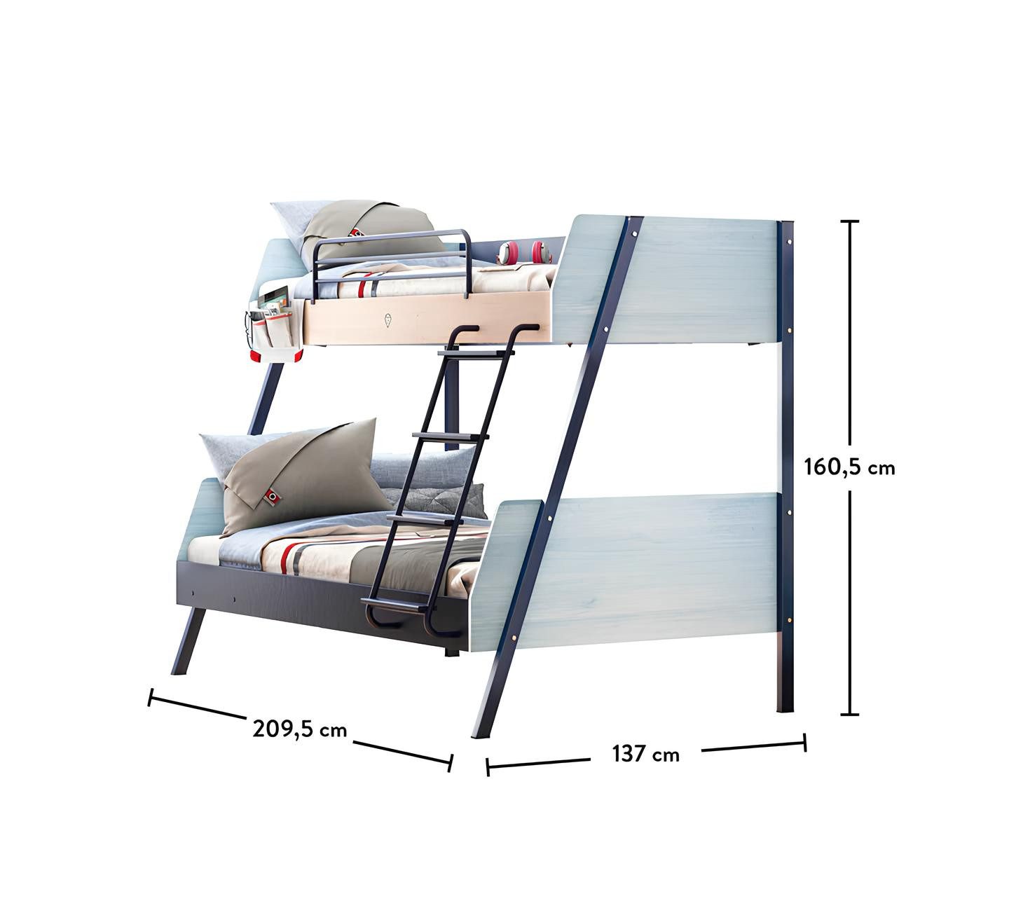 Möbel-Zeit Etagenbett TRIO, 90x200-120x200 cm, Treppe kann rechts oder links montiert werden