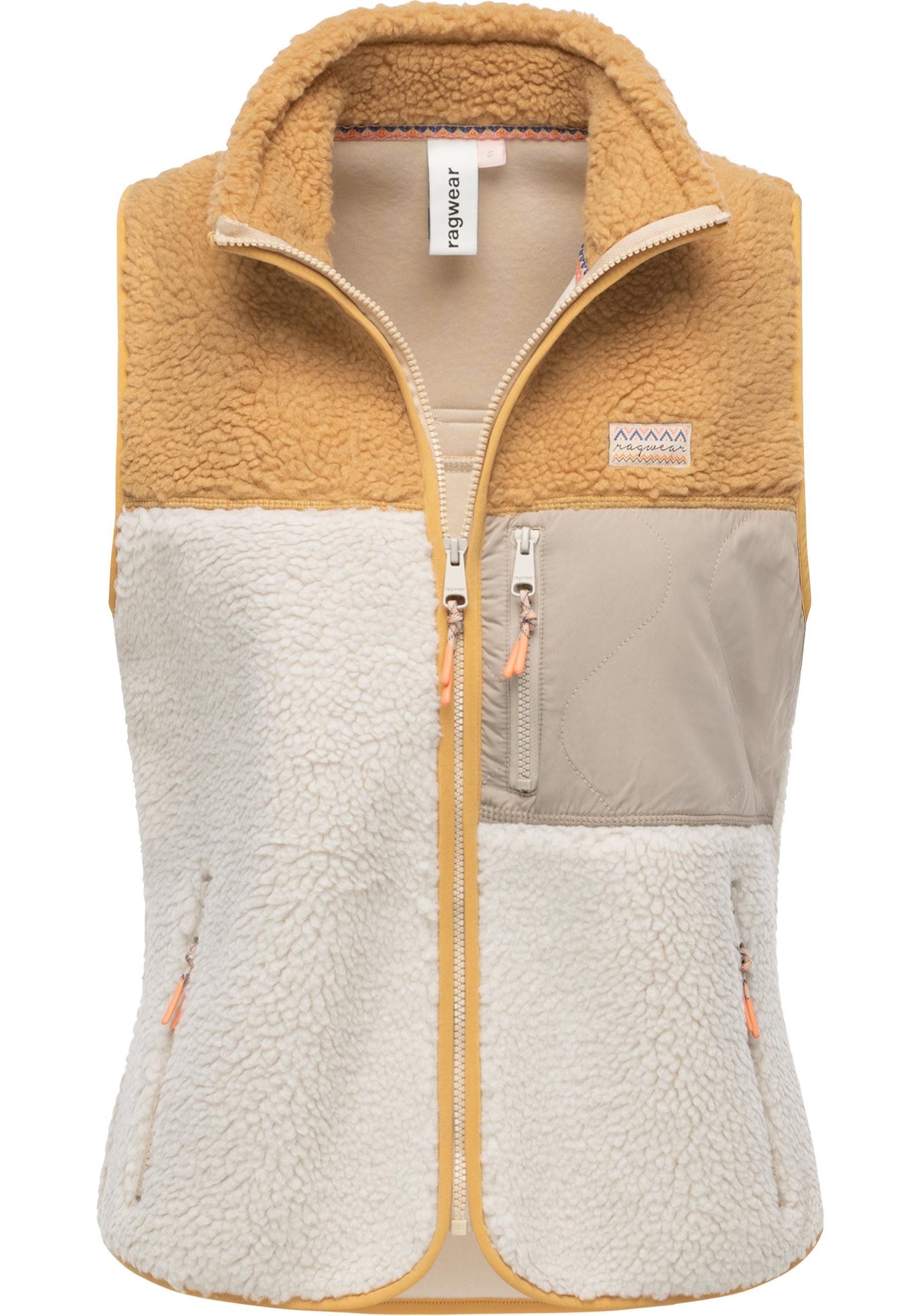 Ragwear Plüschweste Junni Bonded warme Damen Weste aus Materialmix mit Teddy-Fleece