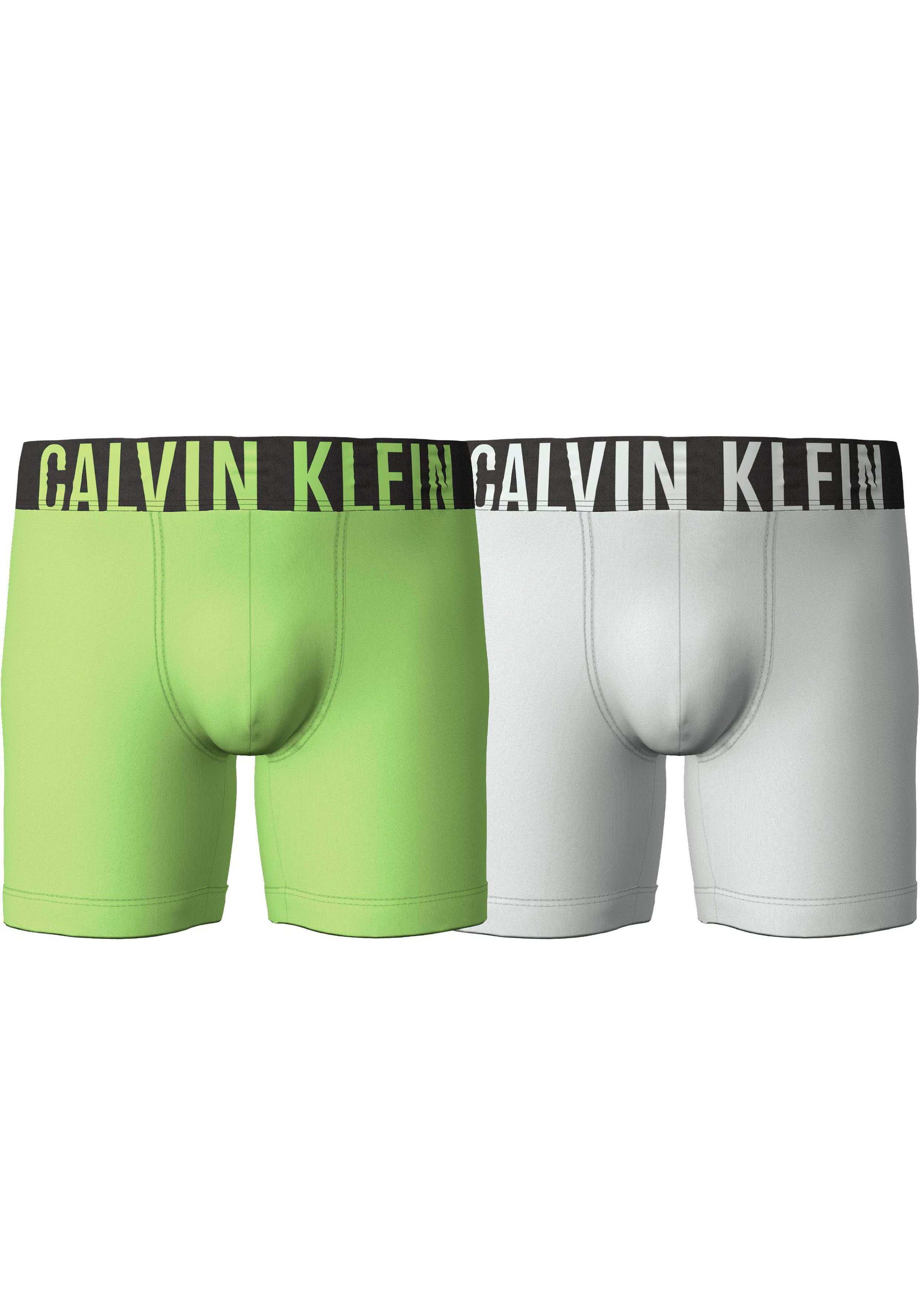 Calvin Klein Underwear Boxer BOXER BRIEF 2PK (Packung, 2er-Pack) mit längerem Bein& Calvin Klein Logo-Elastikbund TROPIC-LIME&-GALAXY-GREY