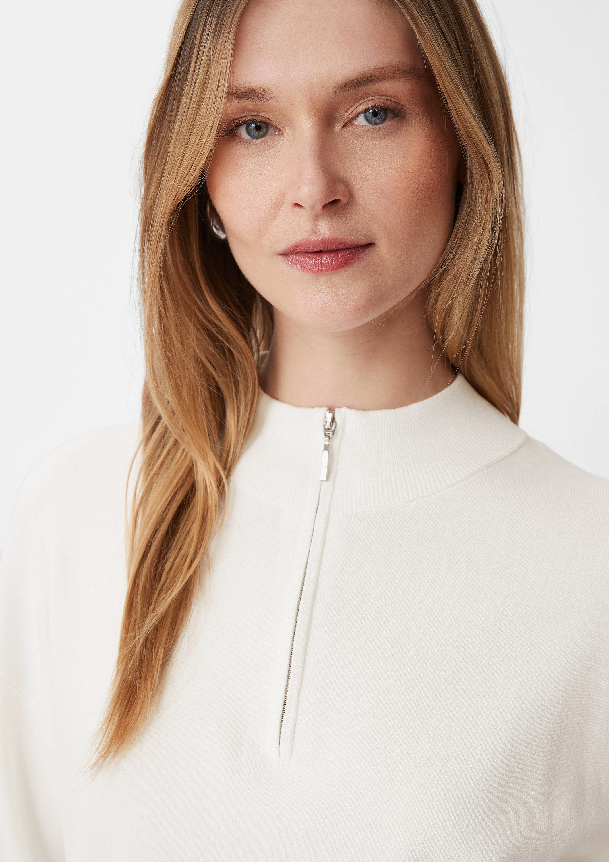 comma Poncho Accessories Feinstrickpullover mit Troyer-Kragen