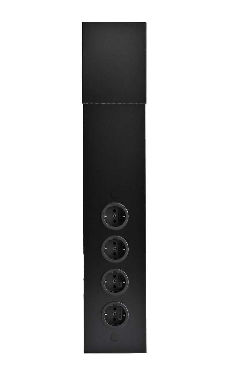 Thebo mit Teleskopstück Ecksteckdose- Aluminiumgehäuse schwarz Mehrfachsteckdose – Bild 2 von 2