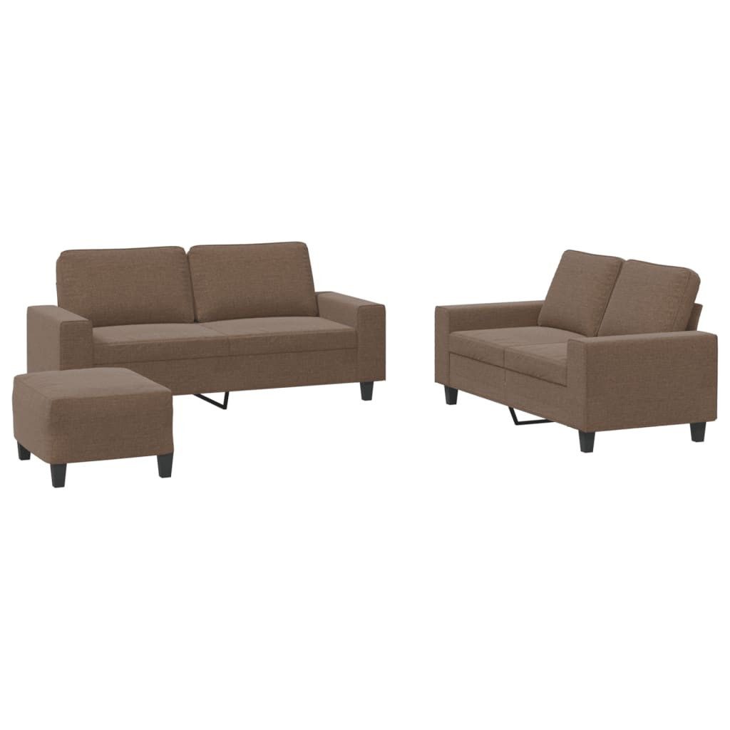 vidaXL Sofa 3-tlg. Sofagarnitur Braun Stoff günstig online kaufen