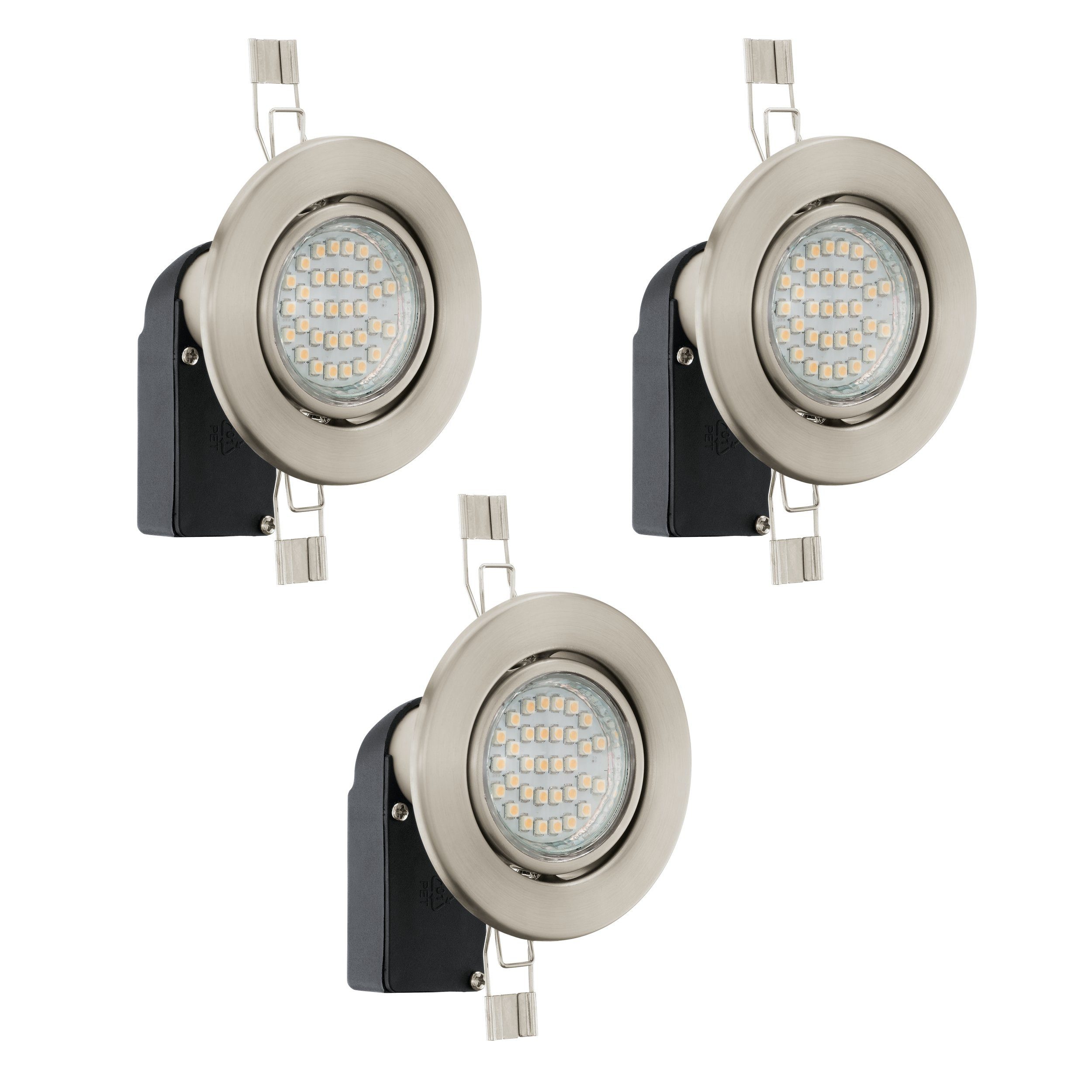 EGLO LED Einbauleuchte Einbauspot led, Leuchtmittel inklusive, LED Einbaustrahler Deckenspot Stahl in nickel-matt GU10 Fassung