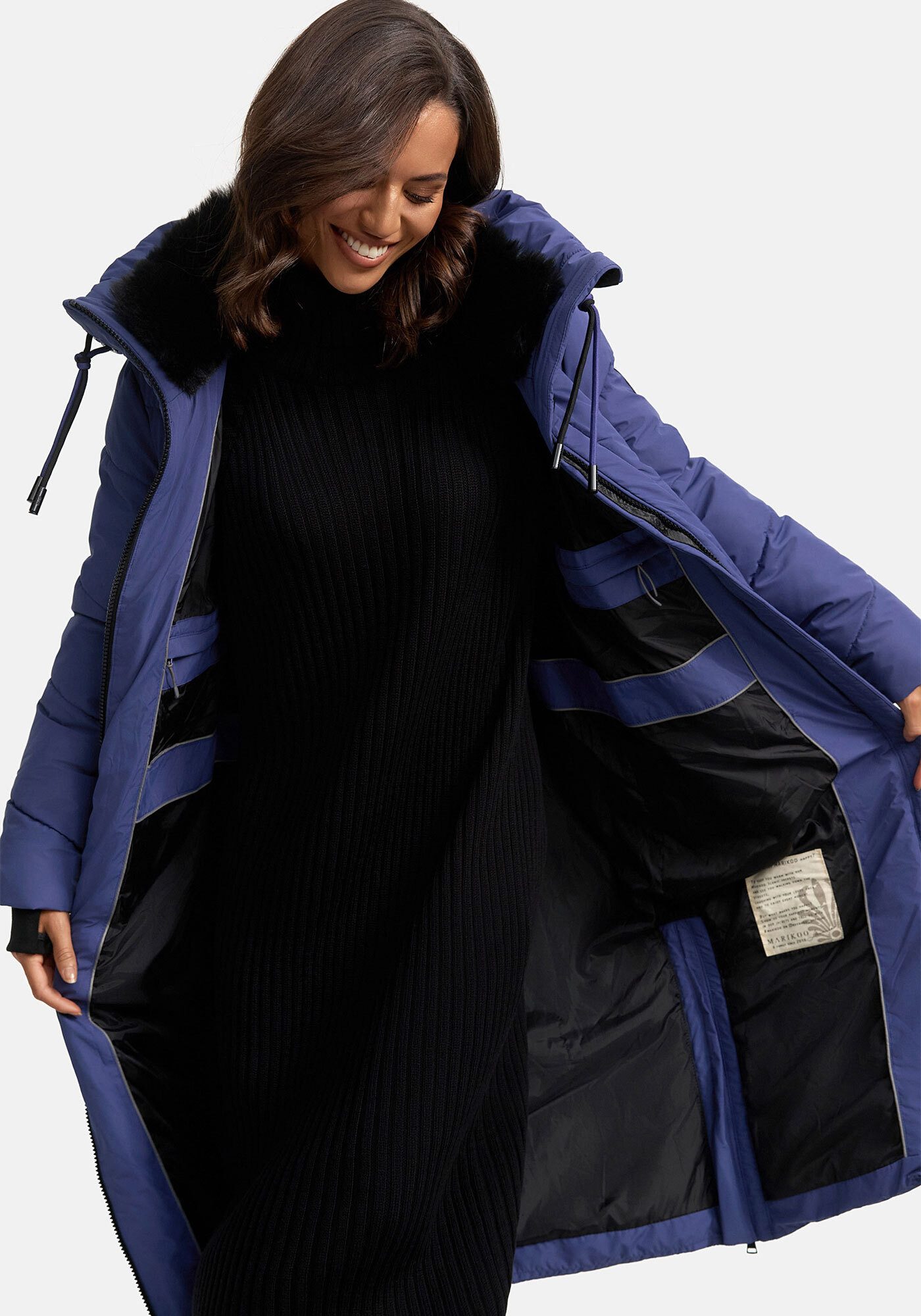 Marikoo Winterjacke Nadaree XVI Stepp Mantel mit großer Kapuze