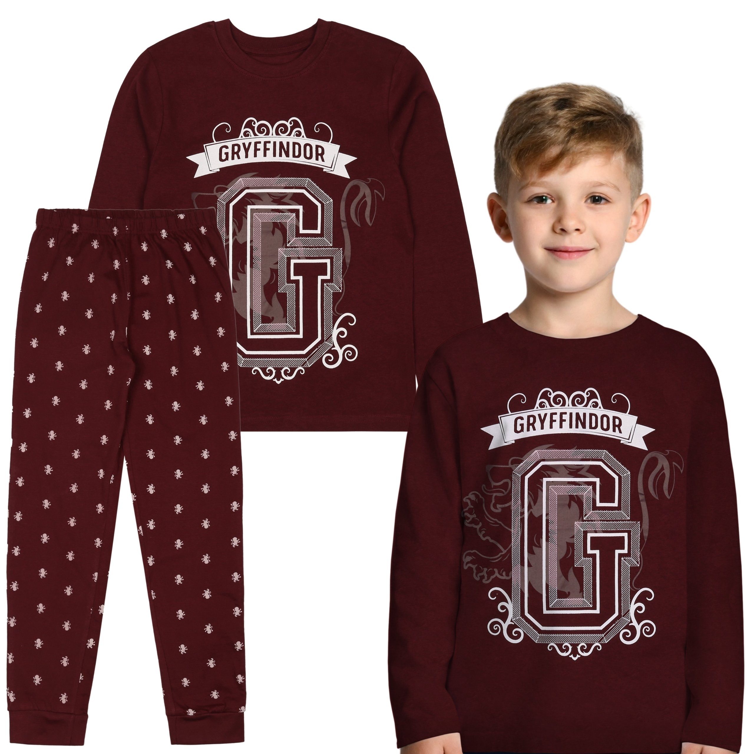 Schlafanzug Harry Potter Gryffindor Schlafanzug Jungen, 2-teilig, 100% Baumwolle