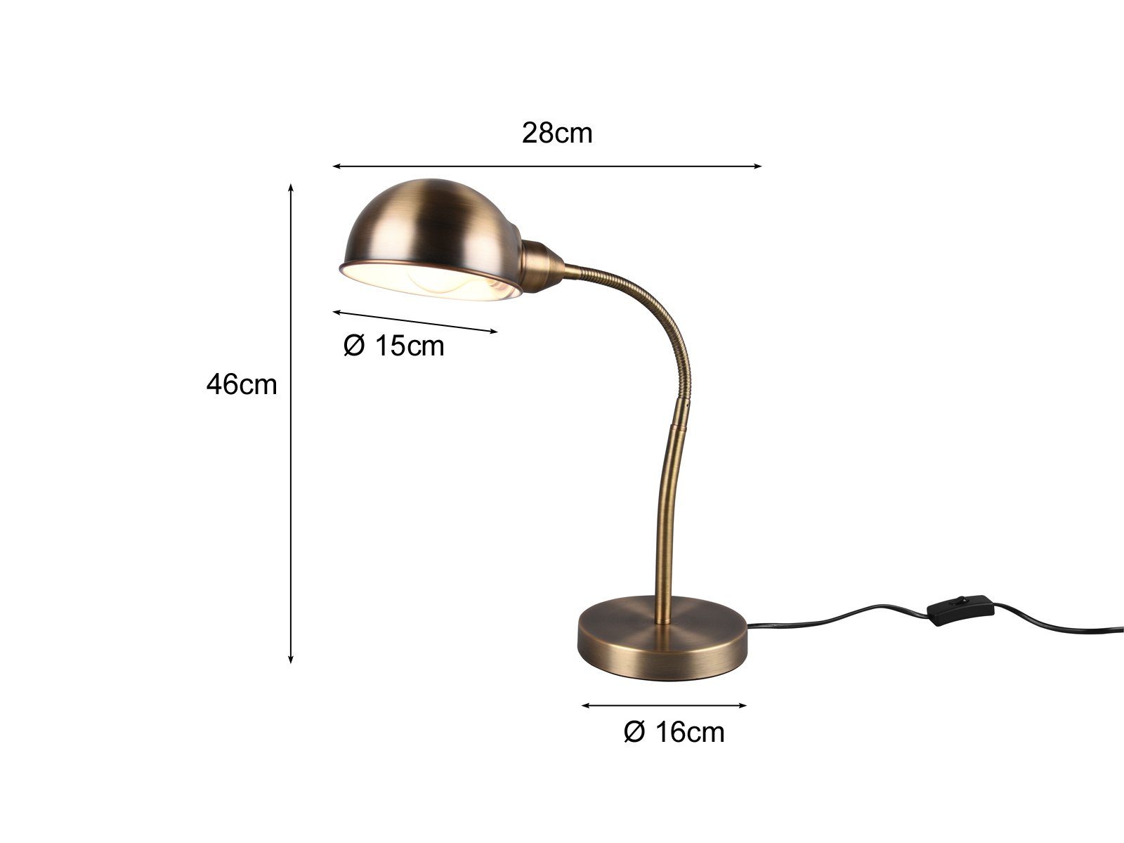 Höhe Bürobeleuchtung Dimmfunktion, Design-klassiker meineWunschleuchte Warmweiß, Altmessing LED Gold, Retro Nachttischlampe Schreibtischlampe, LED 46cm wechselbar,