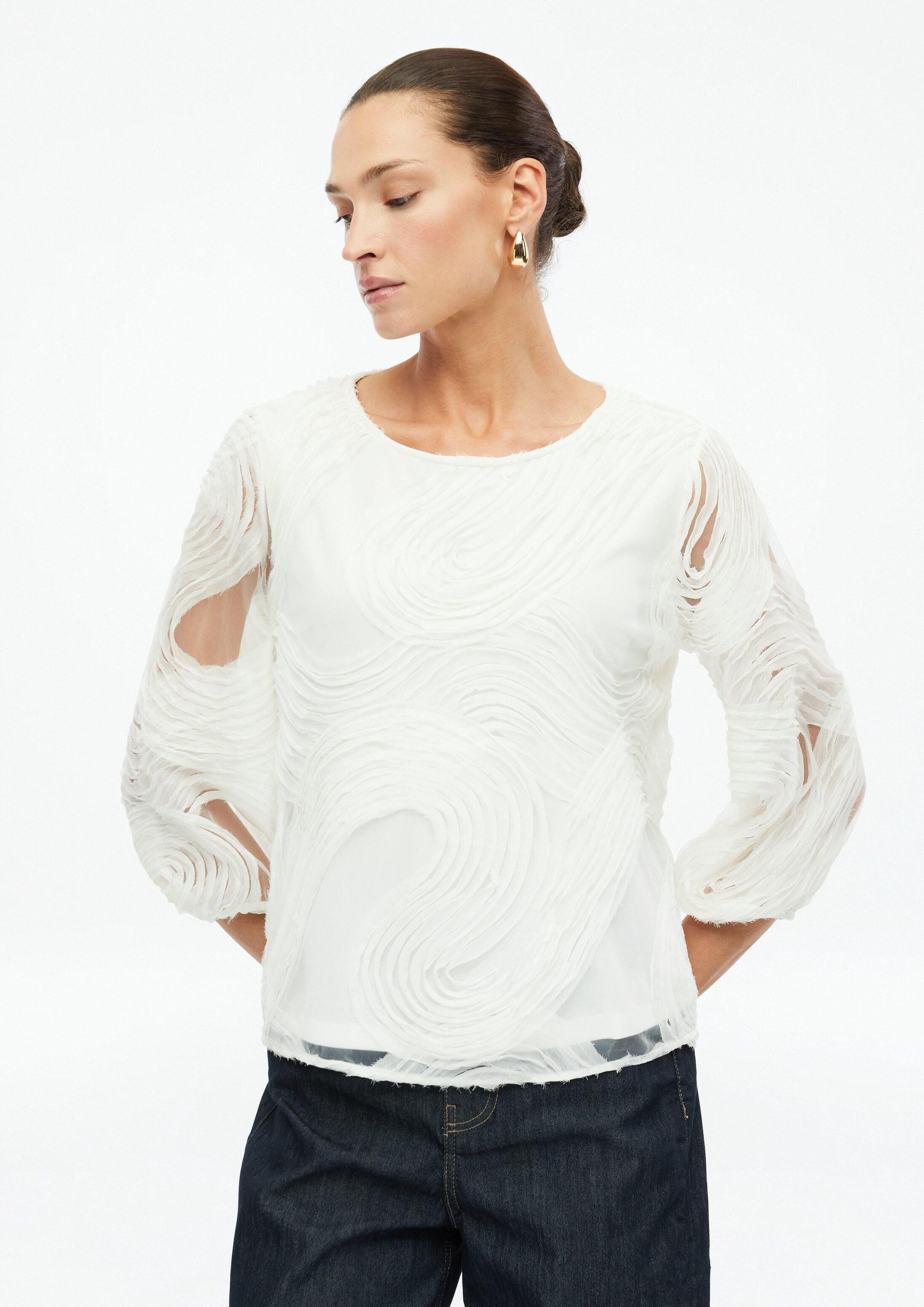 s.Oliver Kurzarmbluse Bluse Bluse mit Chiffon-Wellen-Muster