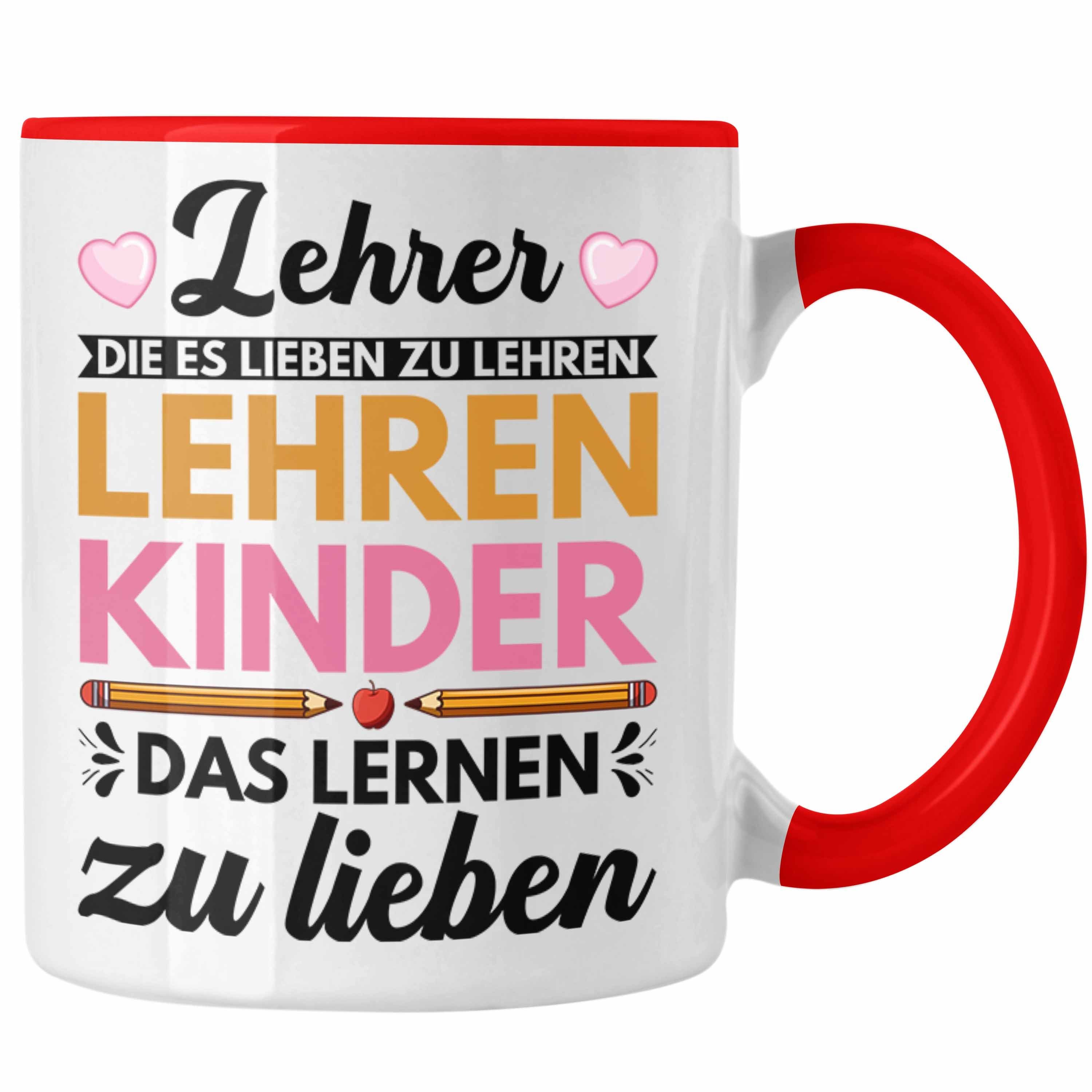 Abschiedsgeschenk Abschied Klassenlehrerin Lehrer Geschenkidee Trendation Tasse Trendation Rot Lehrerin - Danke Geschenk Tasse zum