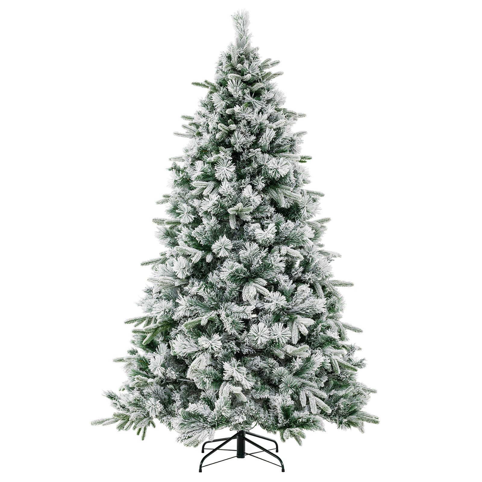 COSTWAY Künstlicher Weihnachtsbaum, mit Schnee, LEDs & 752 Zweigspitzen, 186cm