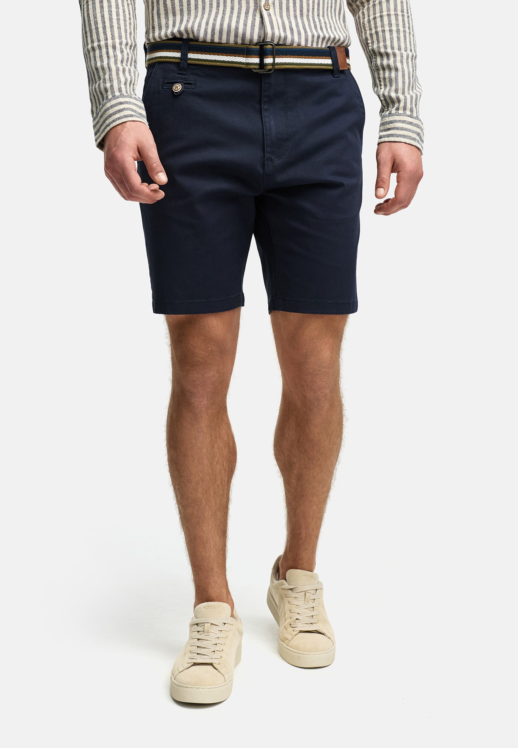 INDICODE Chinoshorts Herren INThews Chino Shorts Herrenshorts aus Twill mit passendem Gürtel