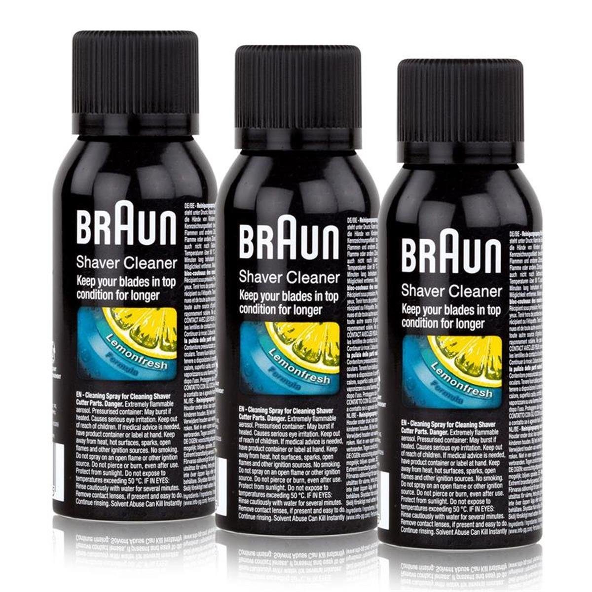 3x Braun Shaver Cleaner - Reinigungsspray fürRasierapparat Elektrorasierer Reinigungslösung