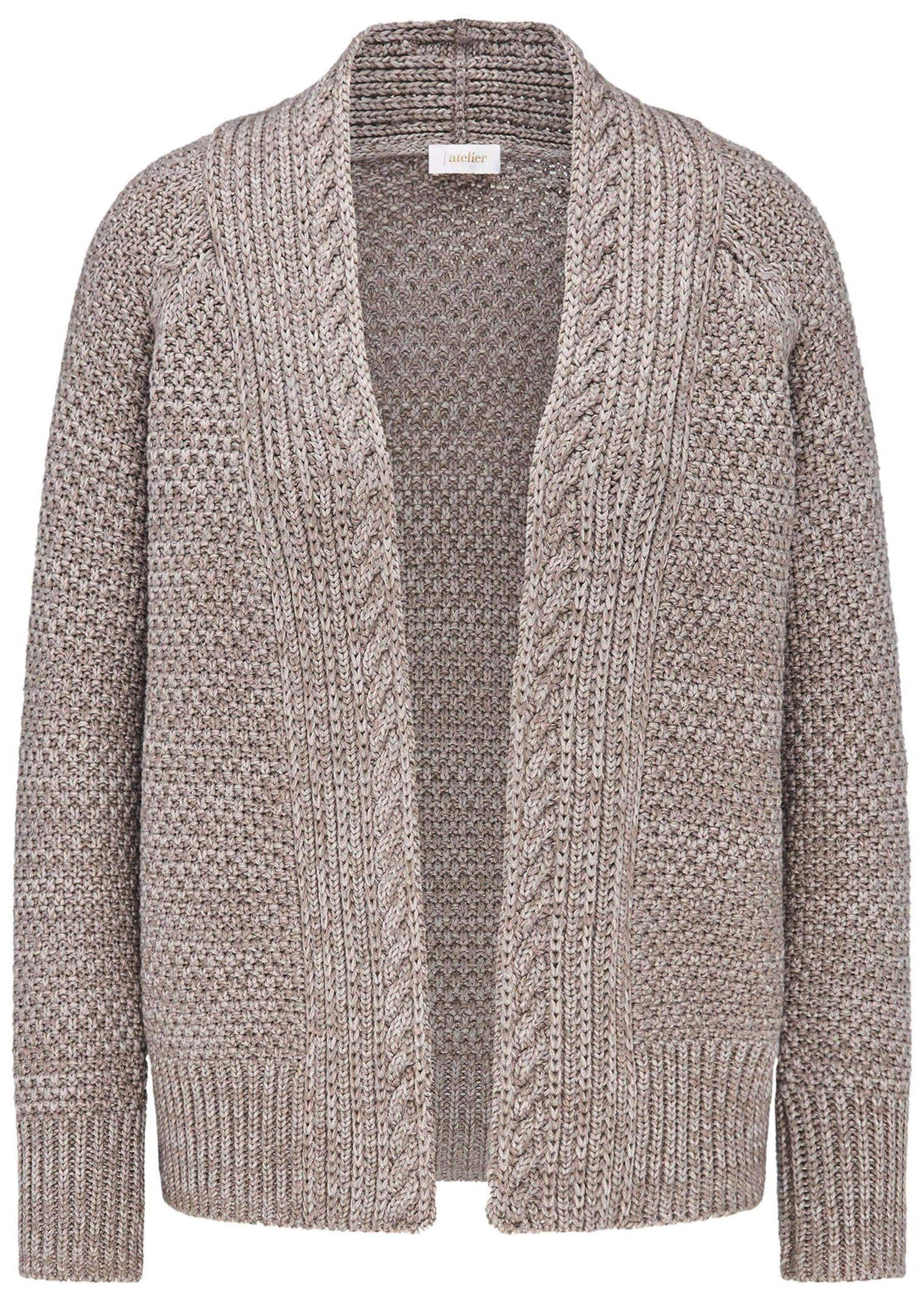 Strickjacke Elegante Grobstrickjacke, Zopfmuster