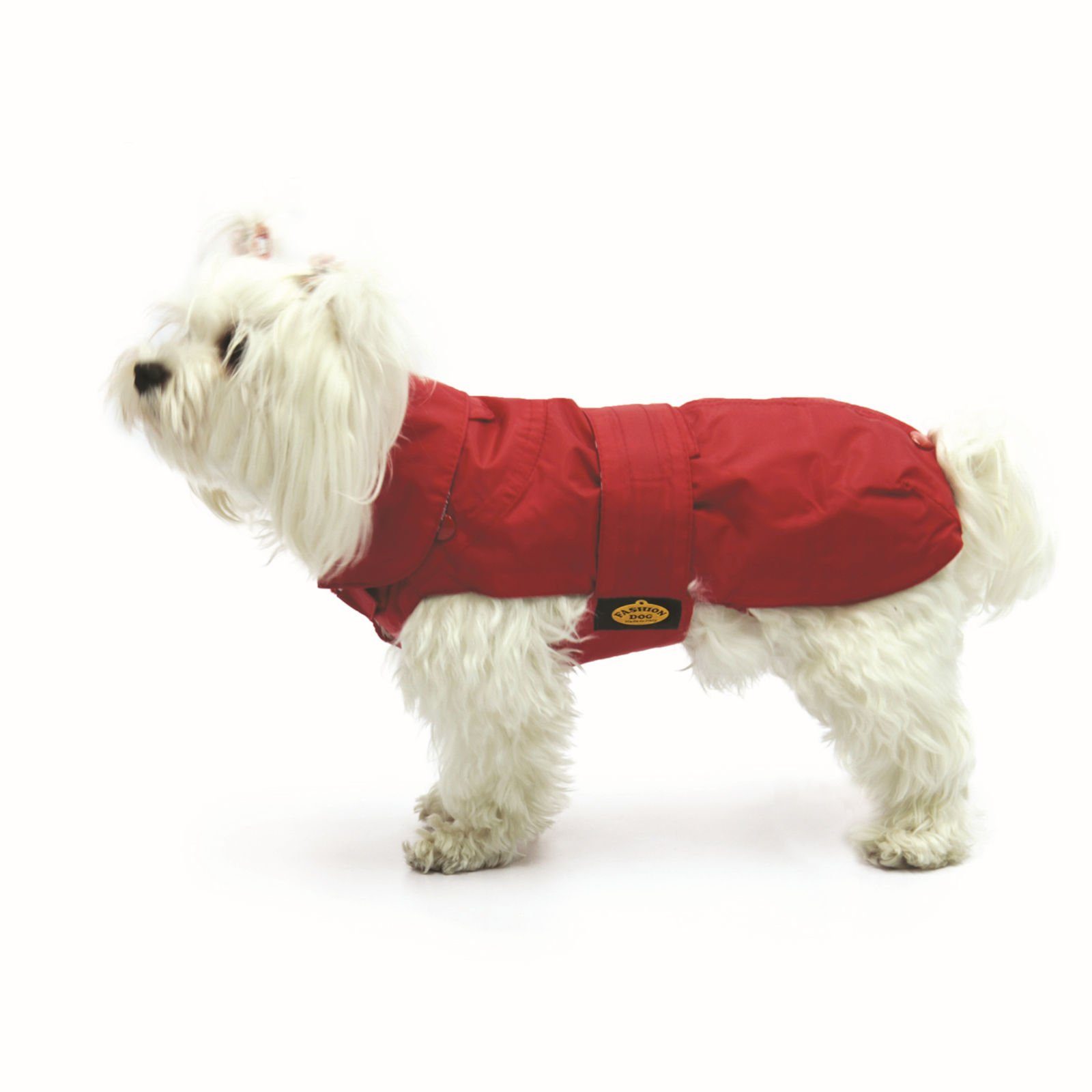Fashion Dog Hundemantel Hundemantel mit Kunstpelz-Futter – Rot