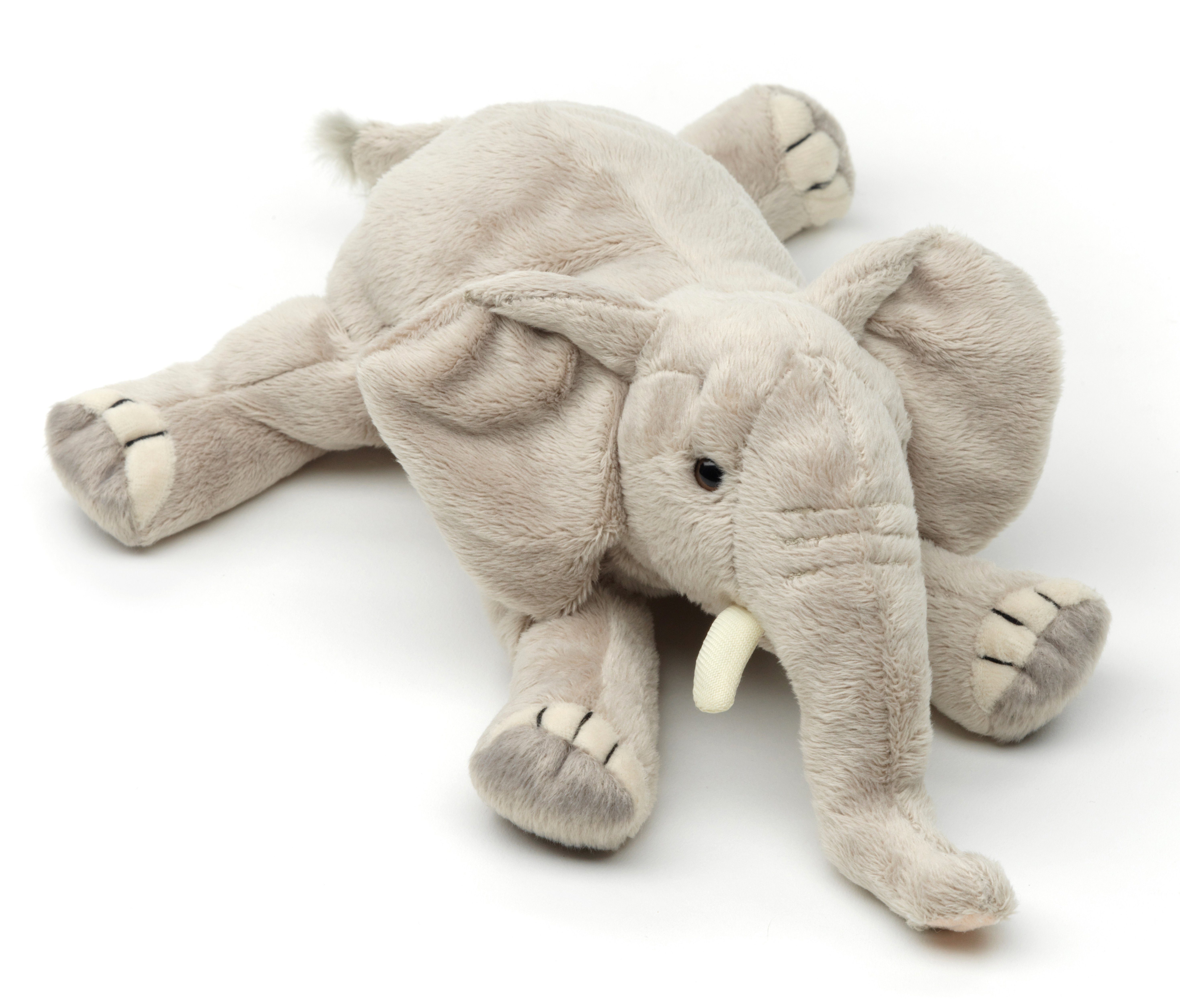 Uni-Toys Kuscheltier Elefant, liegend - 27 cm (Länge) - Plüsch-Elefant - Plüschtier, zu 100 % recyceltes Füllmaterial