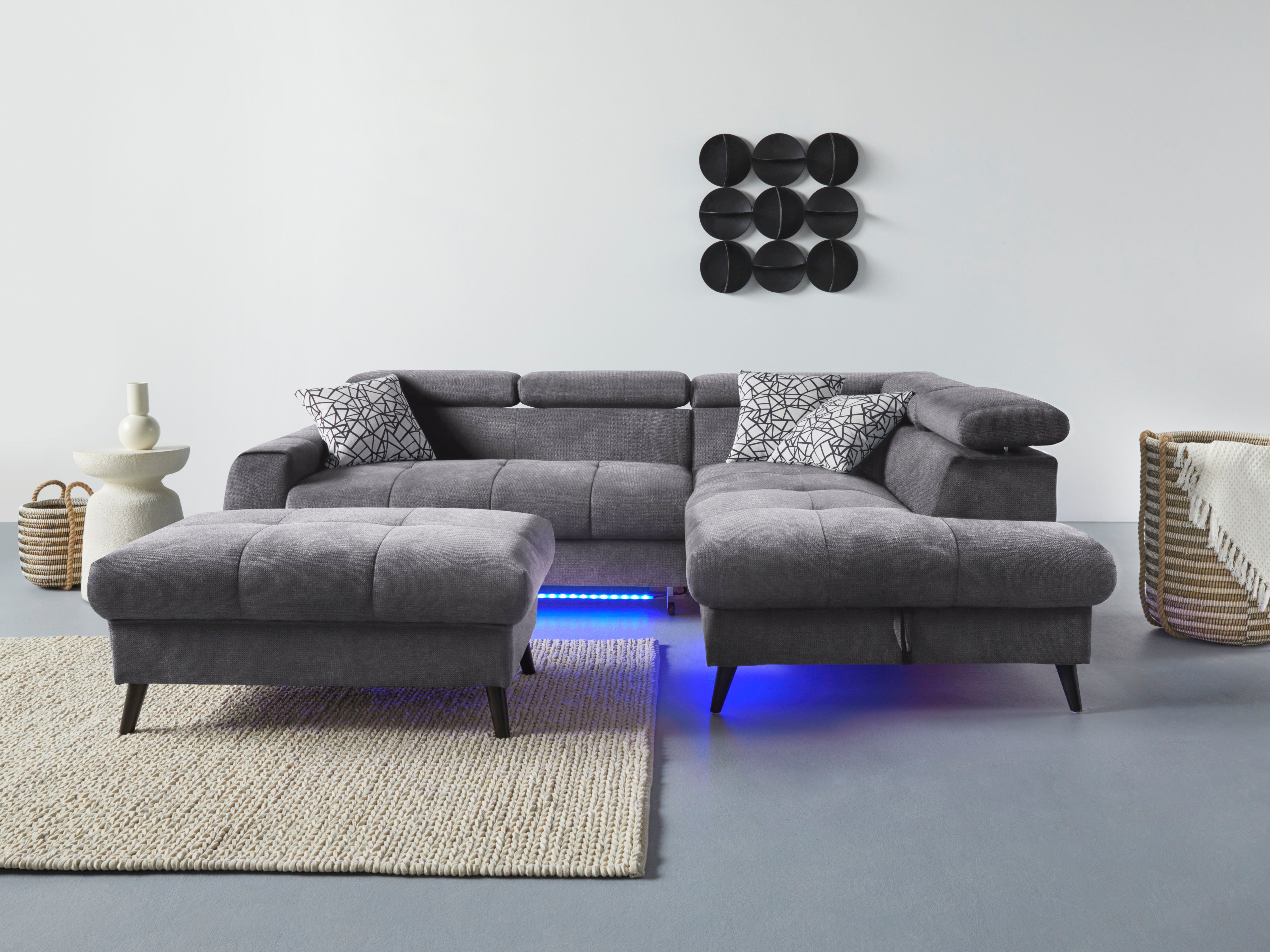 COTTA Ecksofa "Mia L-Form mit 3 Zierkissen", wahlweise mit Bettfunktion, Be günstig online kaufen