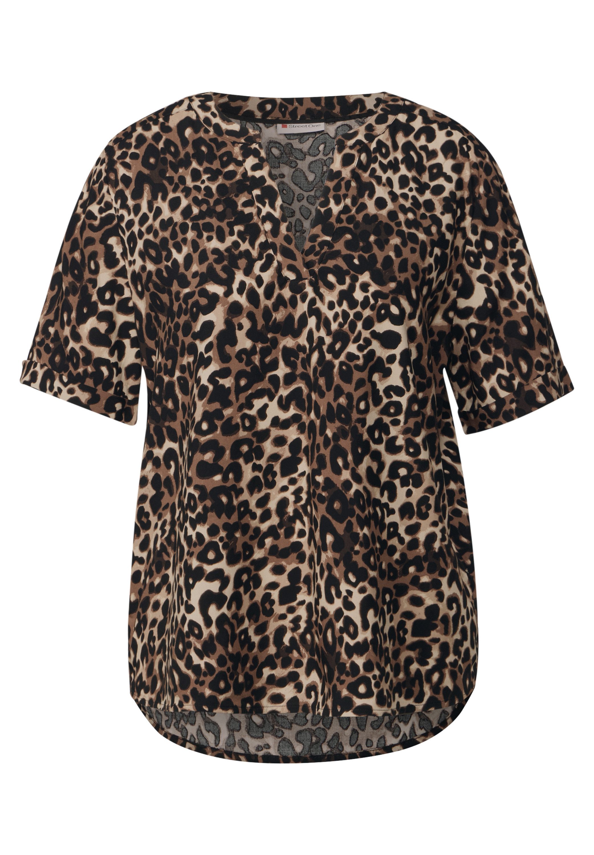 STREET ONE Hemdbluse mit geschlitztem Rundhalsausschnitt