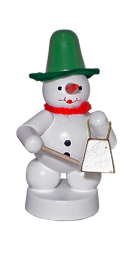Schneemann Miniaturfigur Schneemann Musikant mit Glocke Höhe 8cm NEU