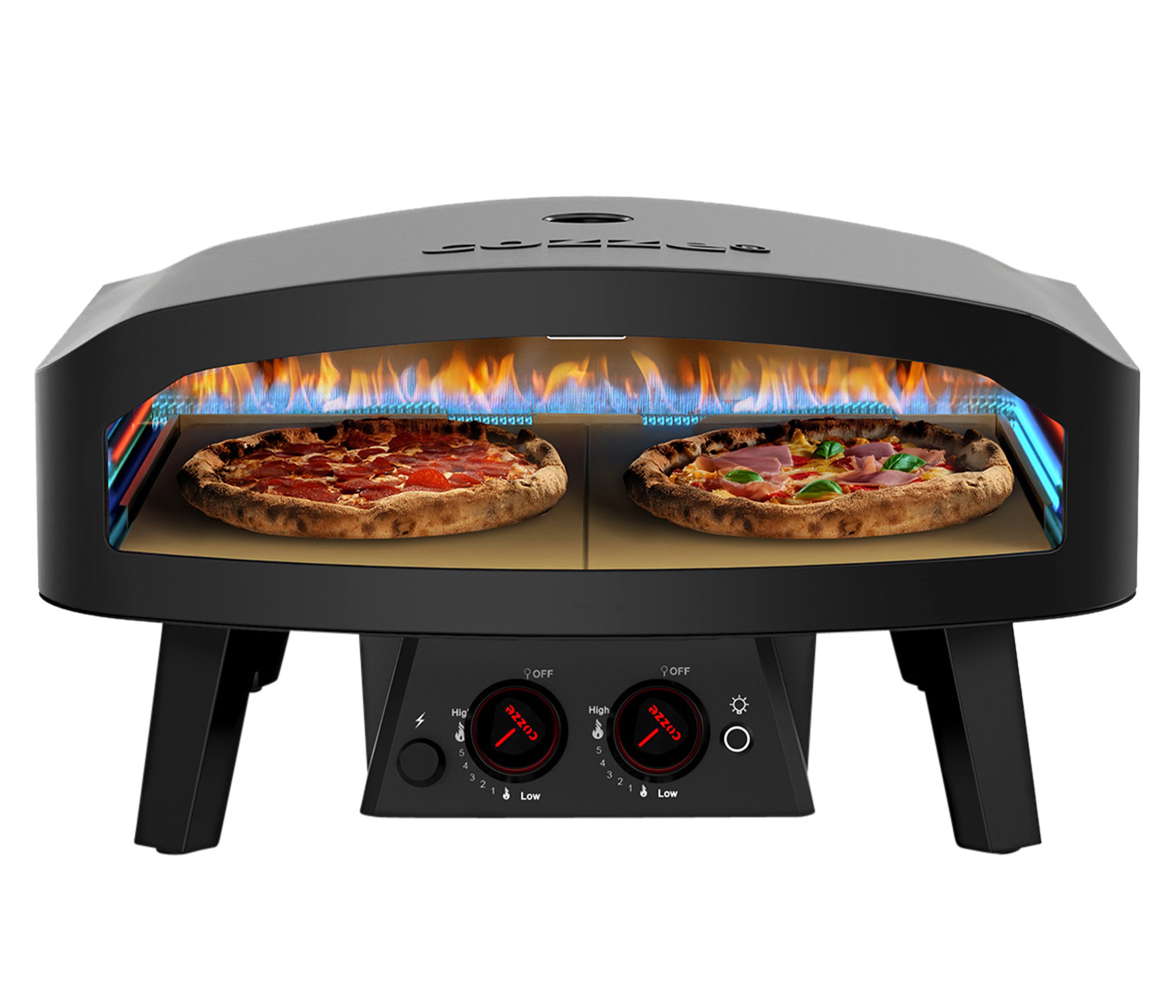 COZZE Pizzaofen Gas-Pizzaofen Classic Black Edition 24", Backtemperatur bis 600°C, inkl. Pizzastein, Grillfläche 60 x 59.5 cm, 13 kW