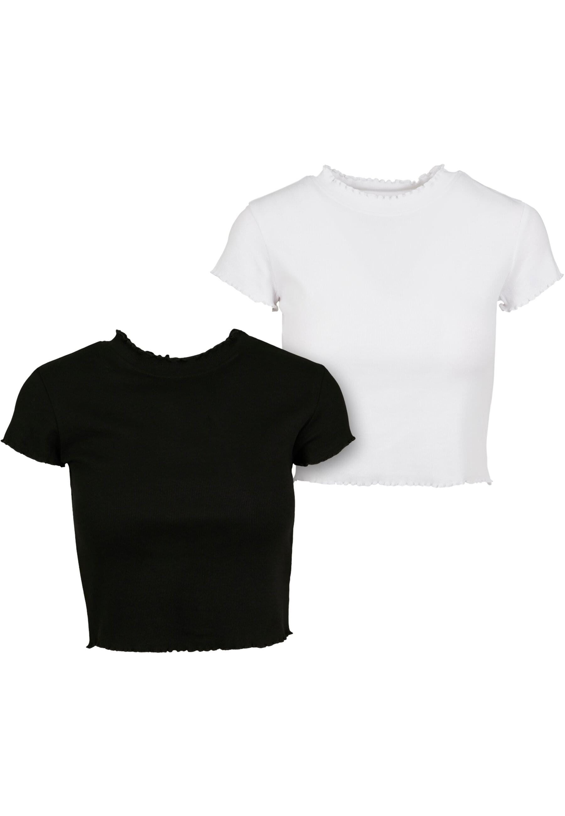 URBAN CLASSICS T-Shirt Urban Classics Damen Ladies Cropped Rib Tee 2-Pack (1-tlg)