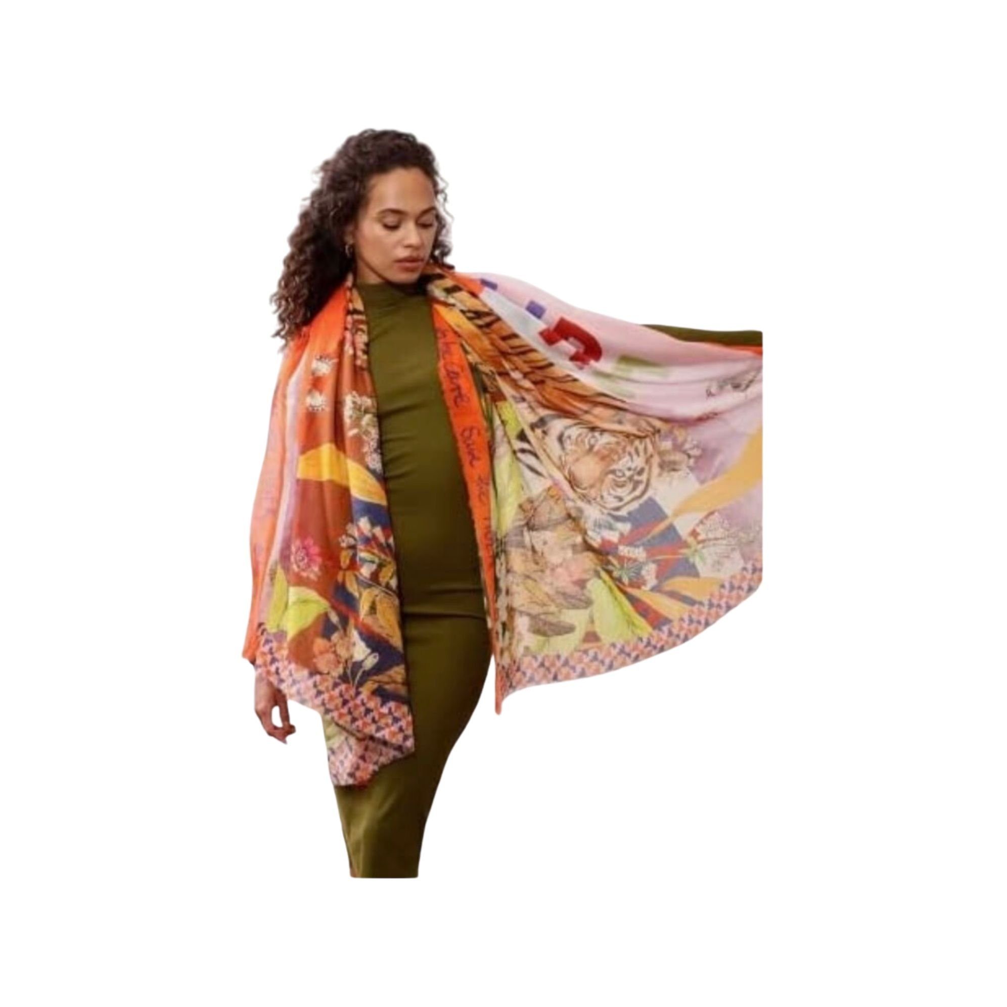 Codello Modeschal Codello Schal Take Care Love Nature, XL Tiger Motiv