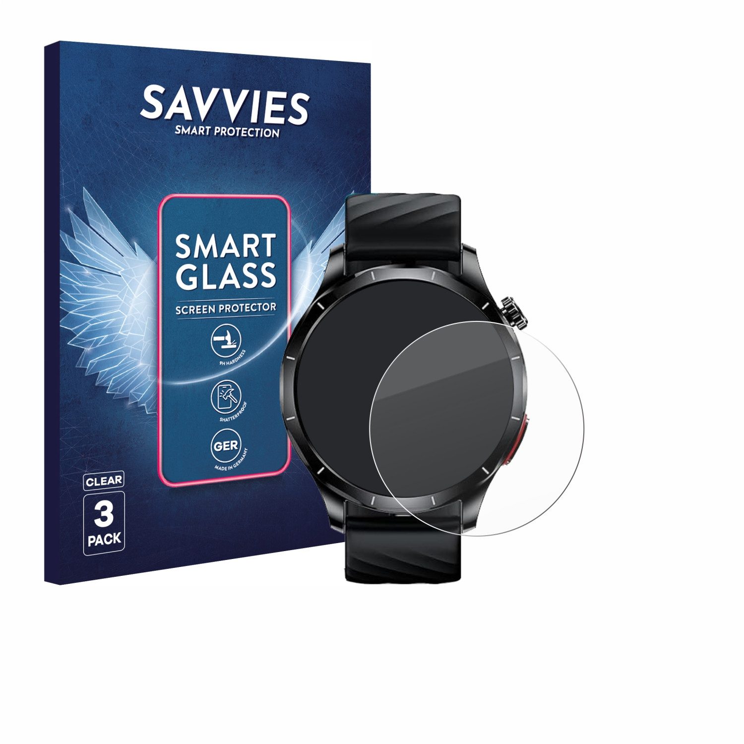 Savvies Displayschutzglas Schutzglas Panzer für Lgnitek Aegis S1 1.43", 3 Stück, Schutzfolie Display Schutz Glas Folie klar