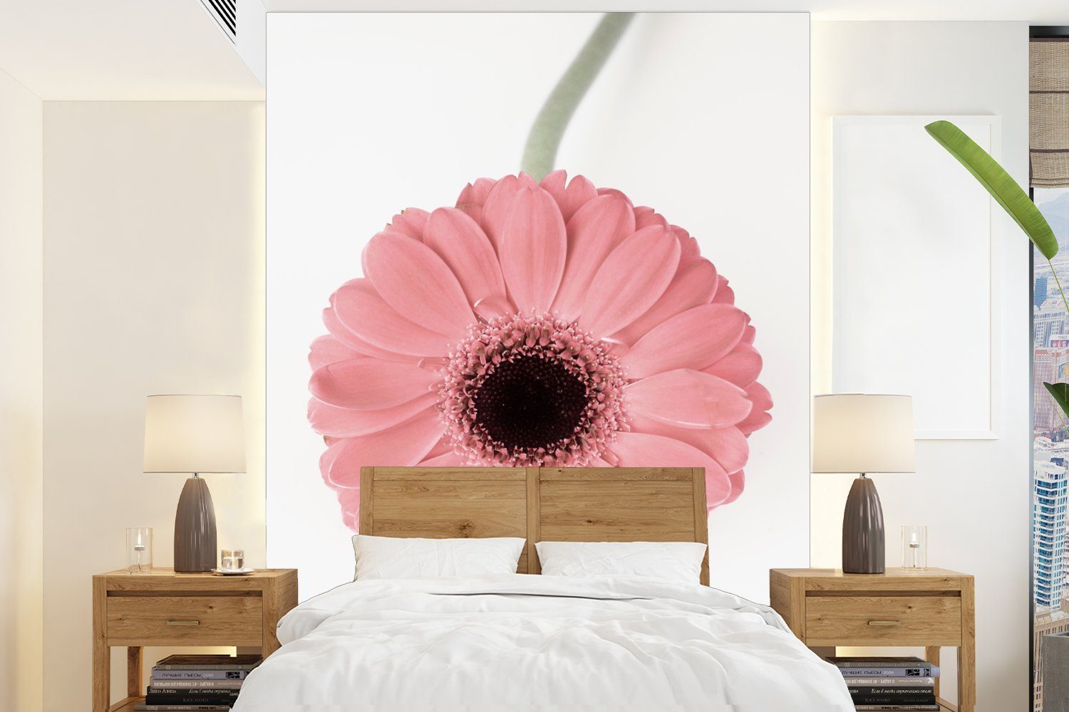 MuchoWow Fototapete Blume - Rosa - Natur - Pflanze, Matt, bedruckt, (4 St), Montagefertig Vinyl Tapete für Wohnzimmer, Wandtapete