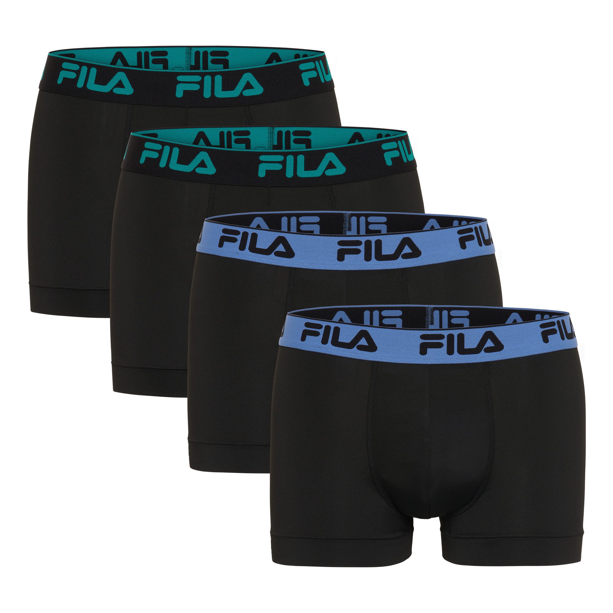 Fila Boxer (4er Pack) ohne Eingriff, mit farbigem Logobund, Multipack