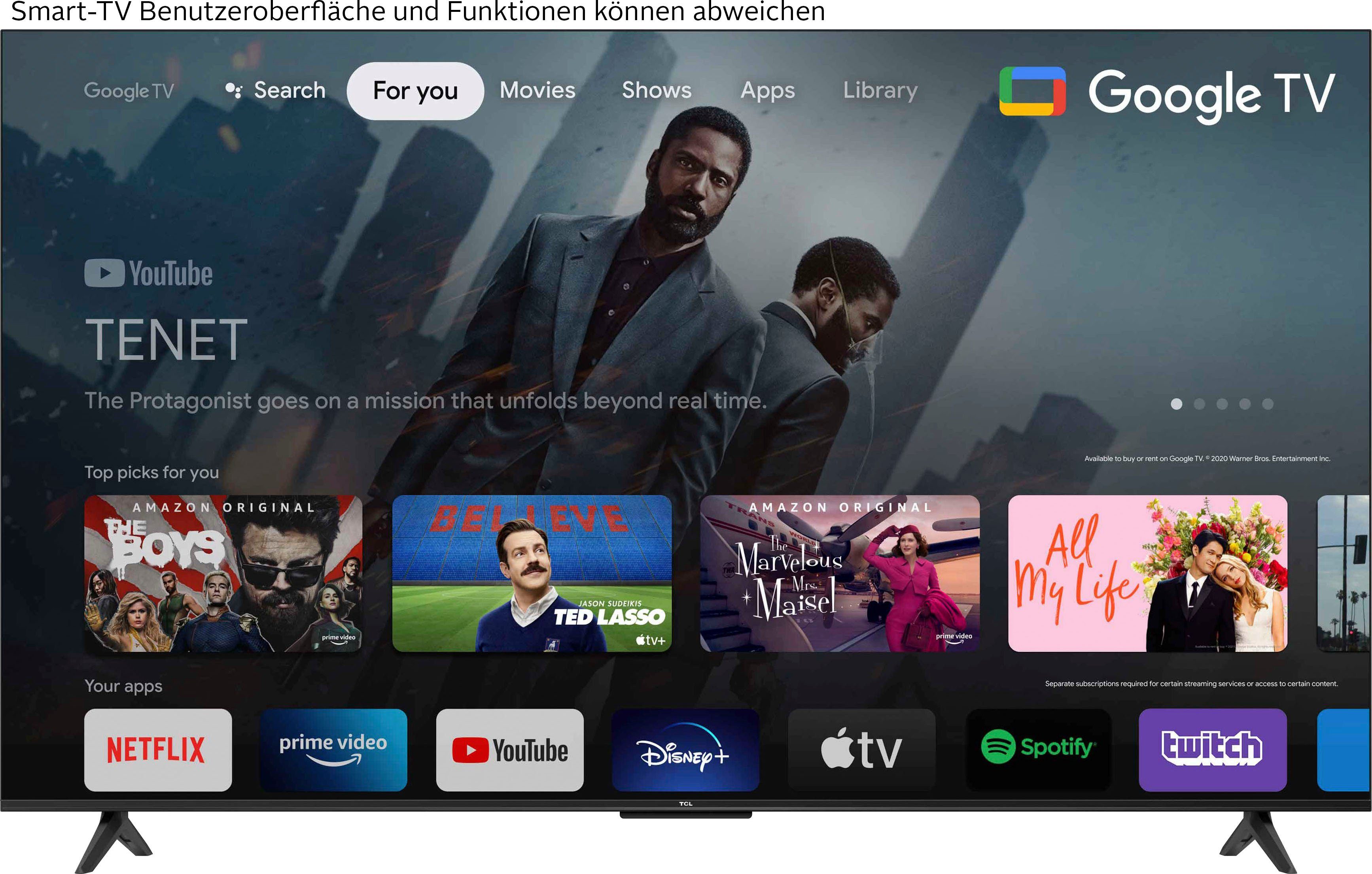 TCL 65P631X1 LED-Fernseher (164 cm/65 Zoll, 4K Ultra HD, Android TV, Google TV, Smart-TV, HDR10, 60Hz Motion Clarity, Metallgehäuse)