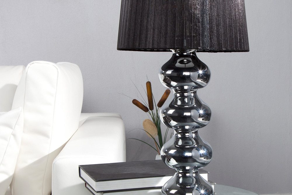 riess-ambiente Tischleuchte MIA 60cm silber / schwarz, ohne Leuchtmittel, Tischlampe · Barock Design · Stoff-Schirm – Bild 5 von 5