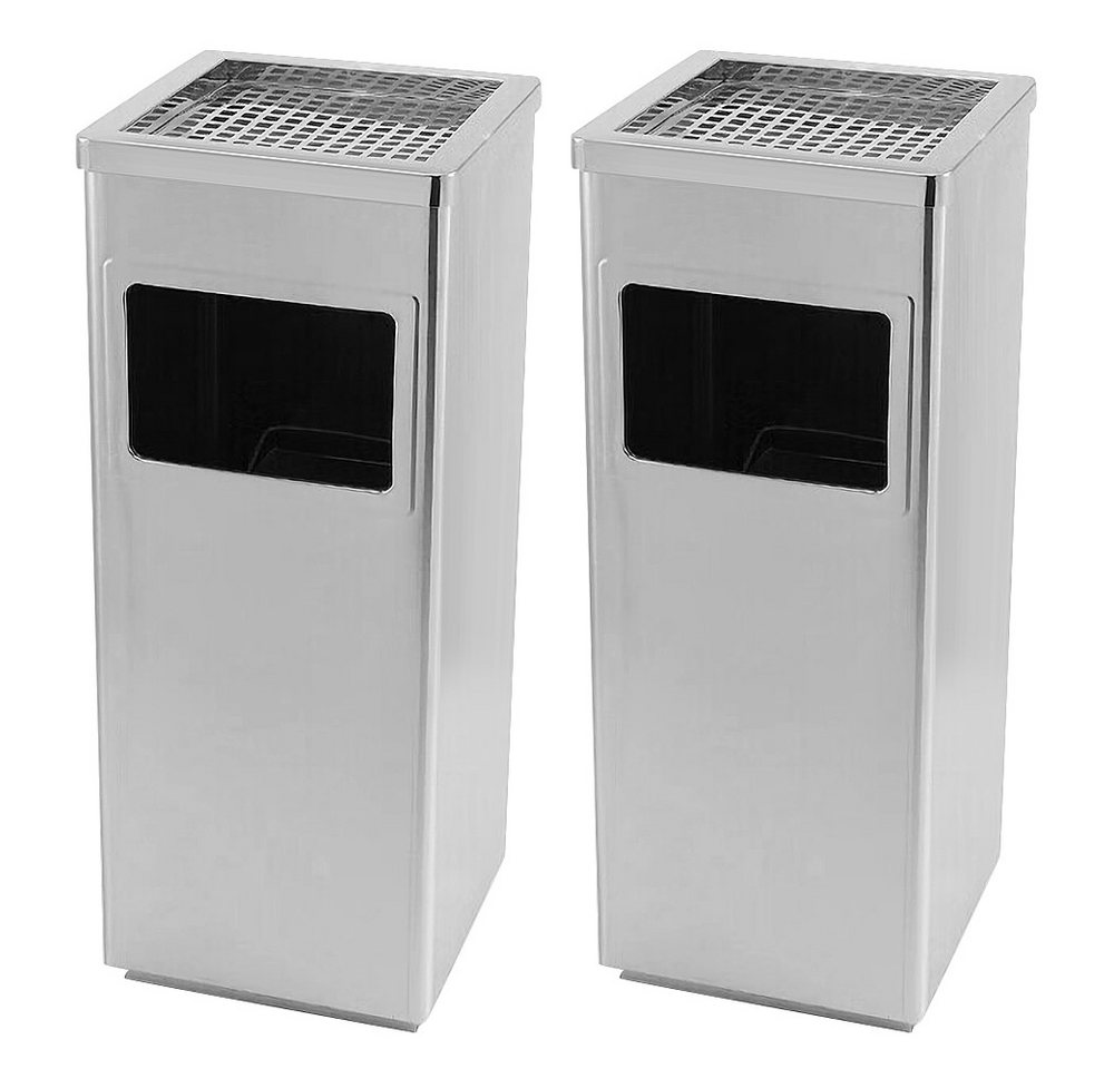 JEOBEST Mülleimer 48L Standaschenbecher Aschenbecher mit Mülleimer, (2-St, Eckig) Edelstahl, Abfalleimer mit Inneneimer