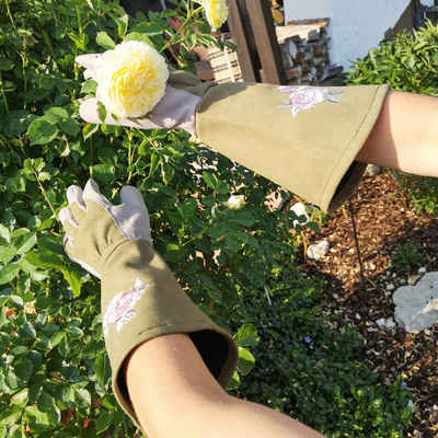 Triuso Gartenhandschuhe Kunstlederhandschuhe Rosegarden Rosenhandschuhe Gr. 7 extra lang