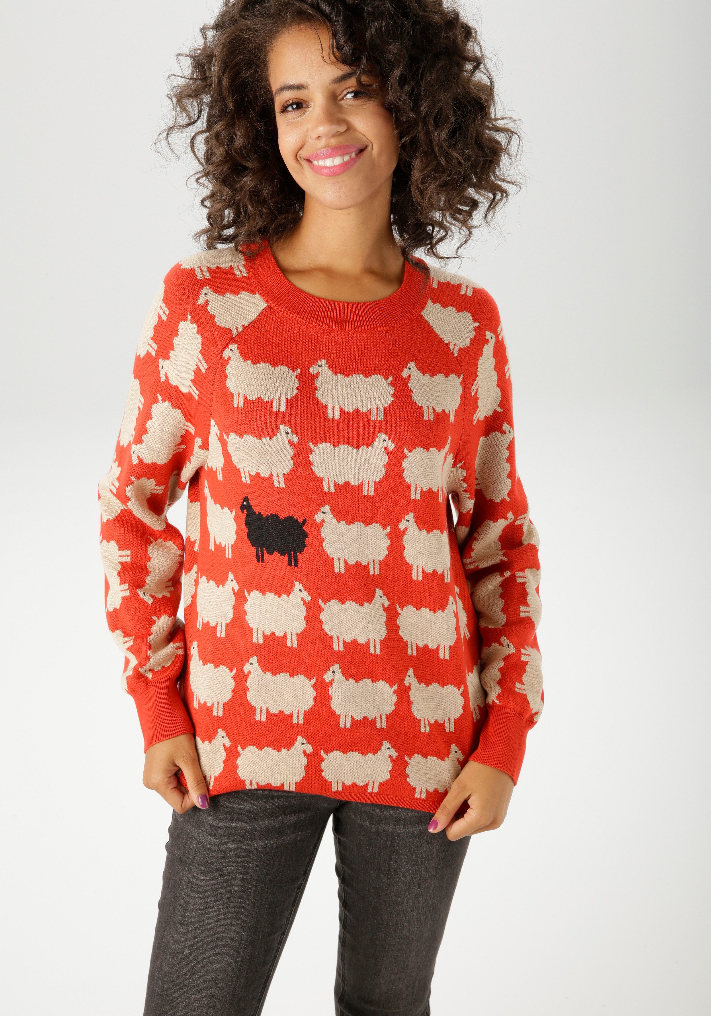 Aniston CASUAL Strickpullover mit eingestrickten Schafen günstig online kaufen
